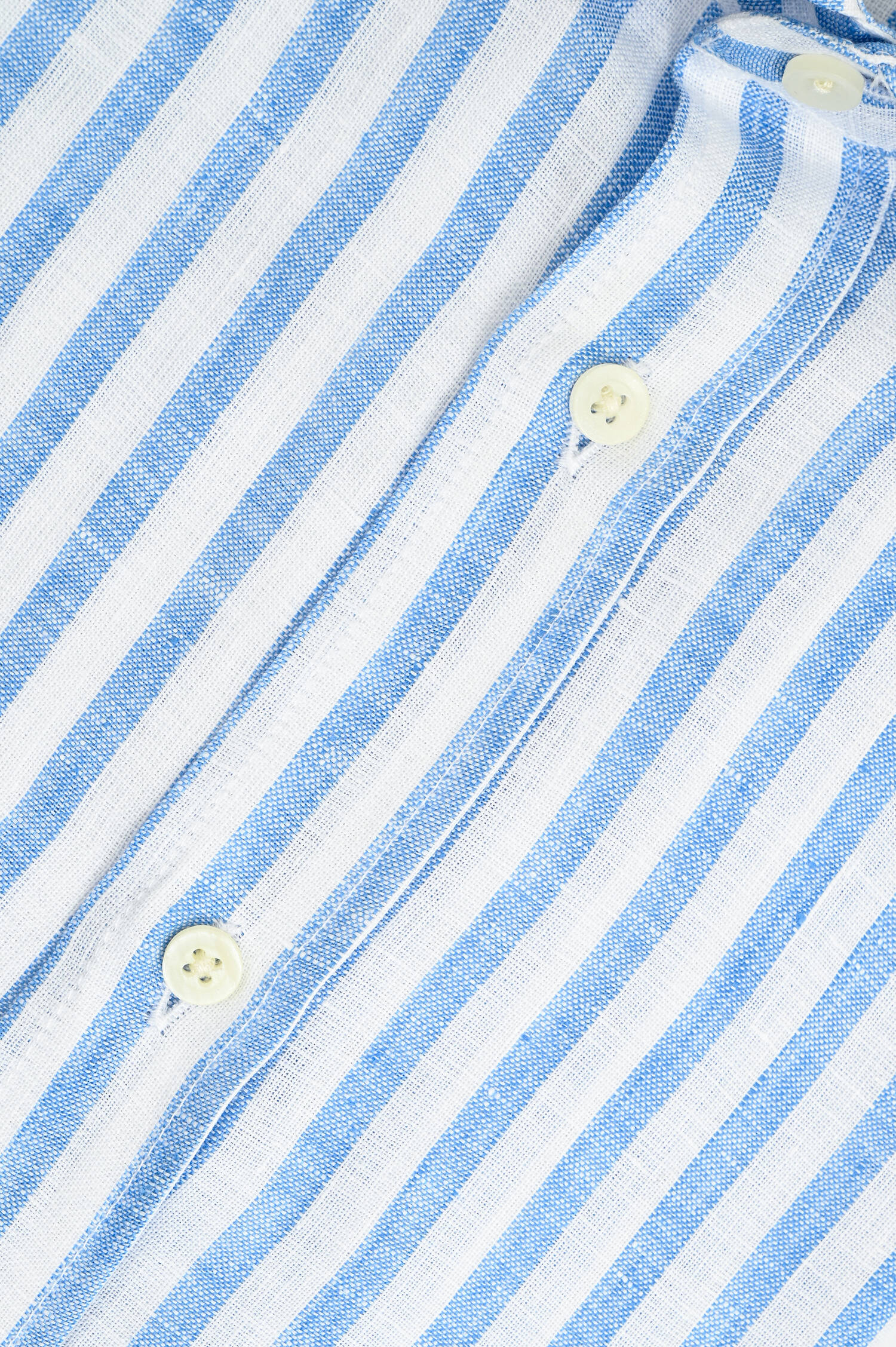 Leinenhemd mit breiten Streifen in Mittelblau/Weiß