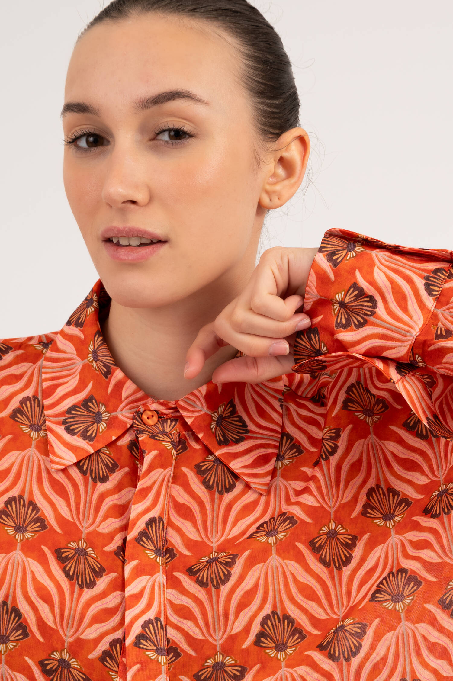 Bluse mit Allover Print in Rot