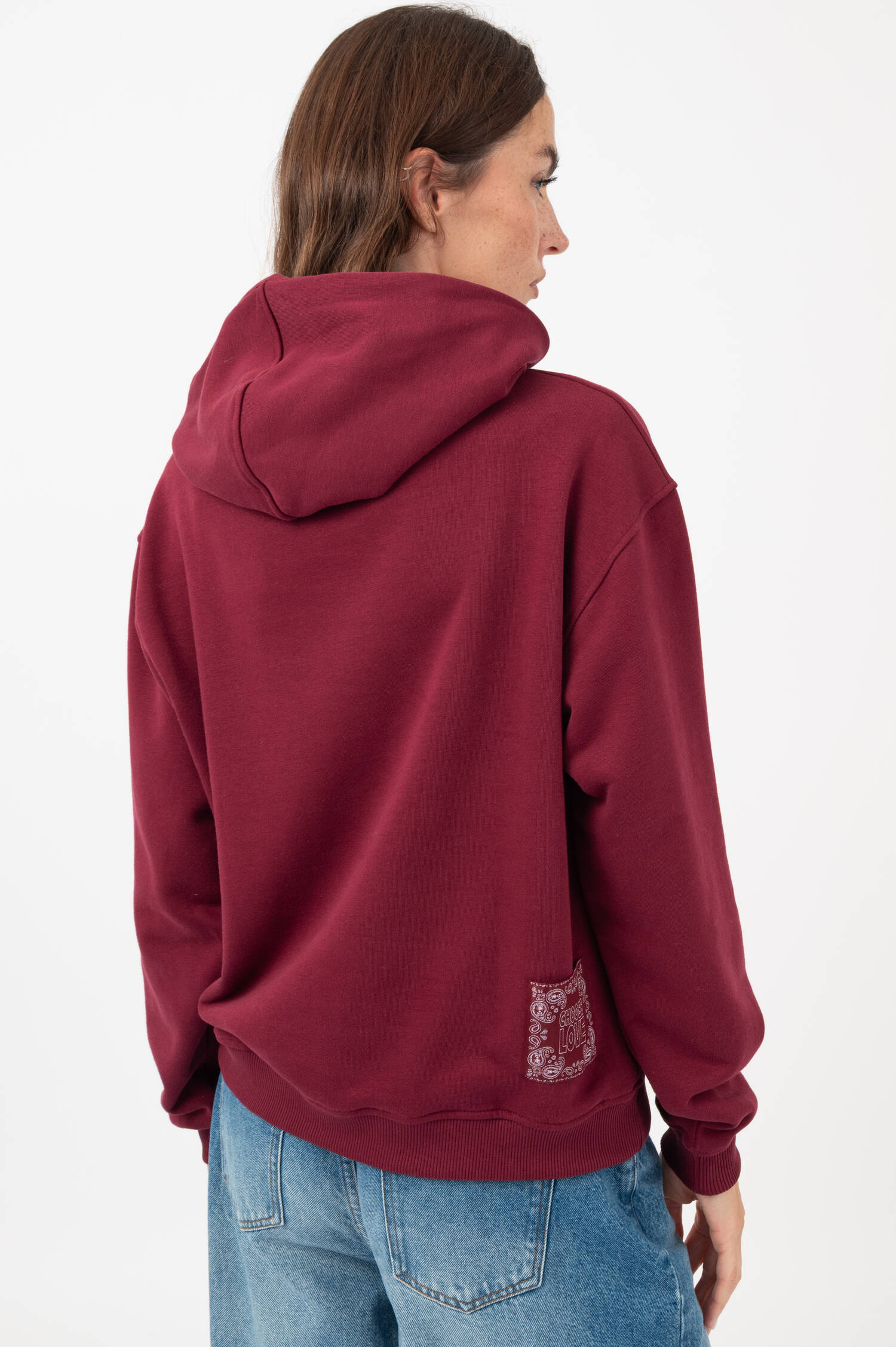 Hoodie mit Schleife in Bordeaux