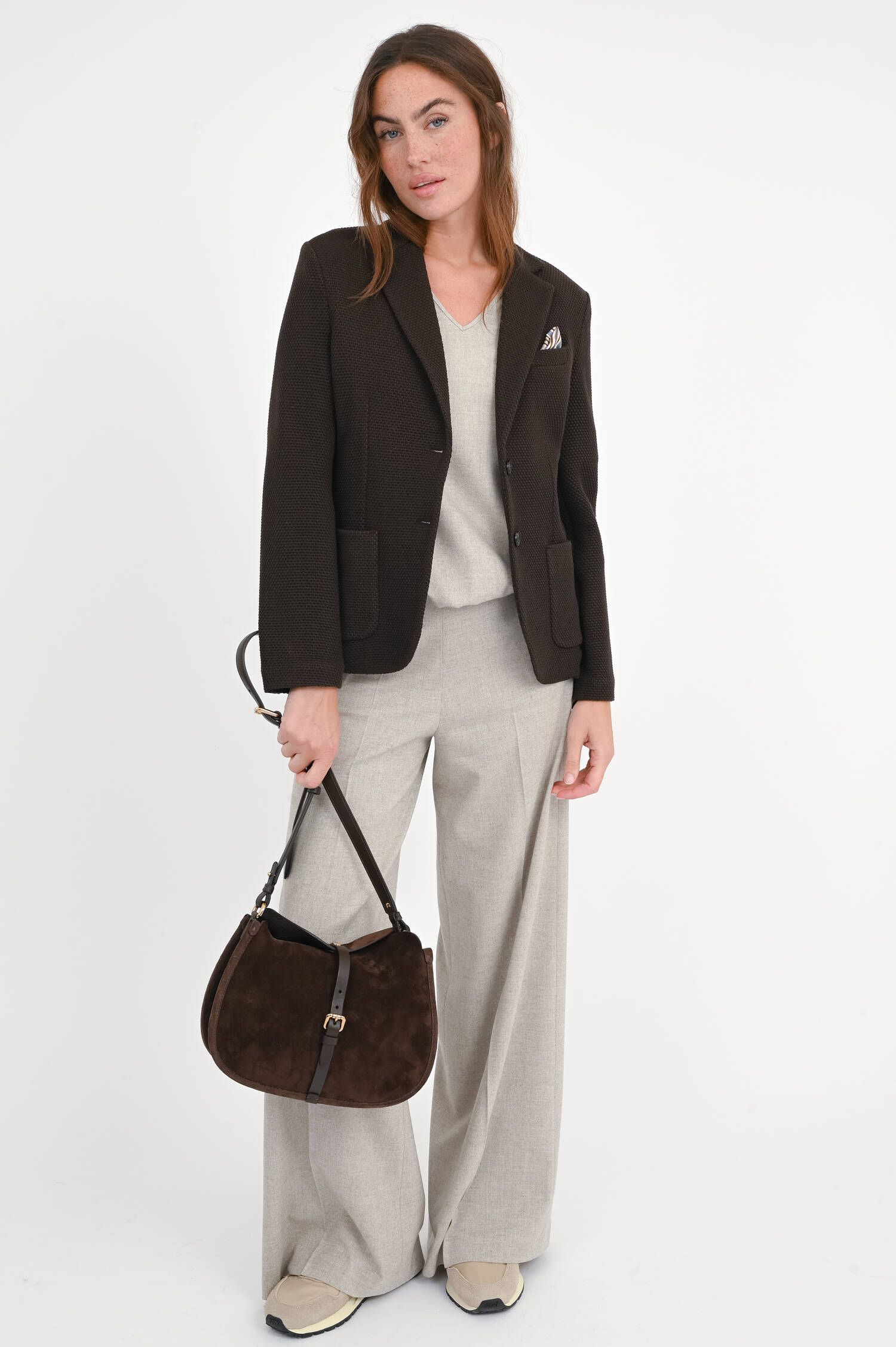 Woll-Blazer mit Struktur in Chocolate