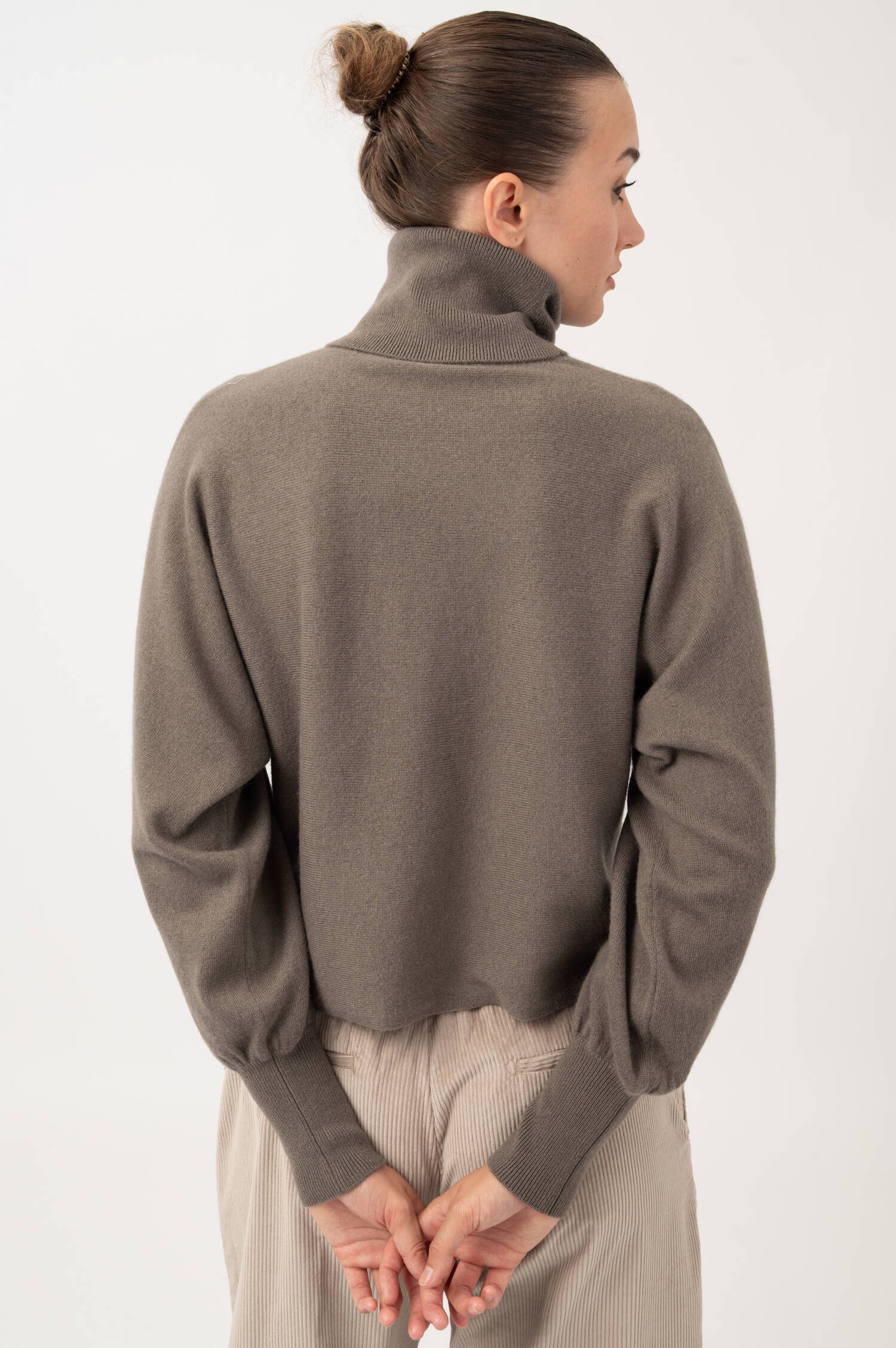 Woll-Cashmere Rollkragen Pullover in Taupe Woll-Cashmere Rollkragen Pullover in Taupe