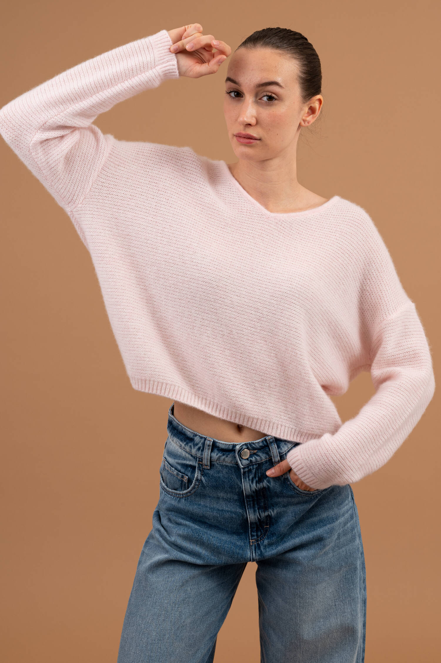 Krausstrick Pullover in Palerosa