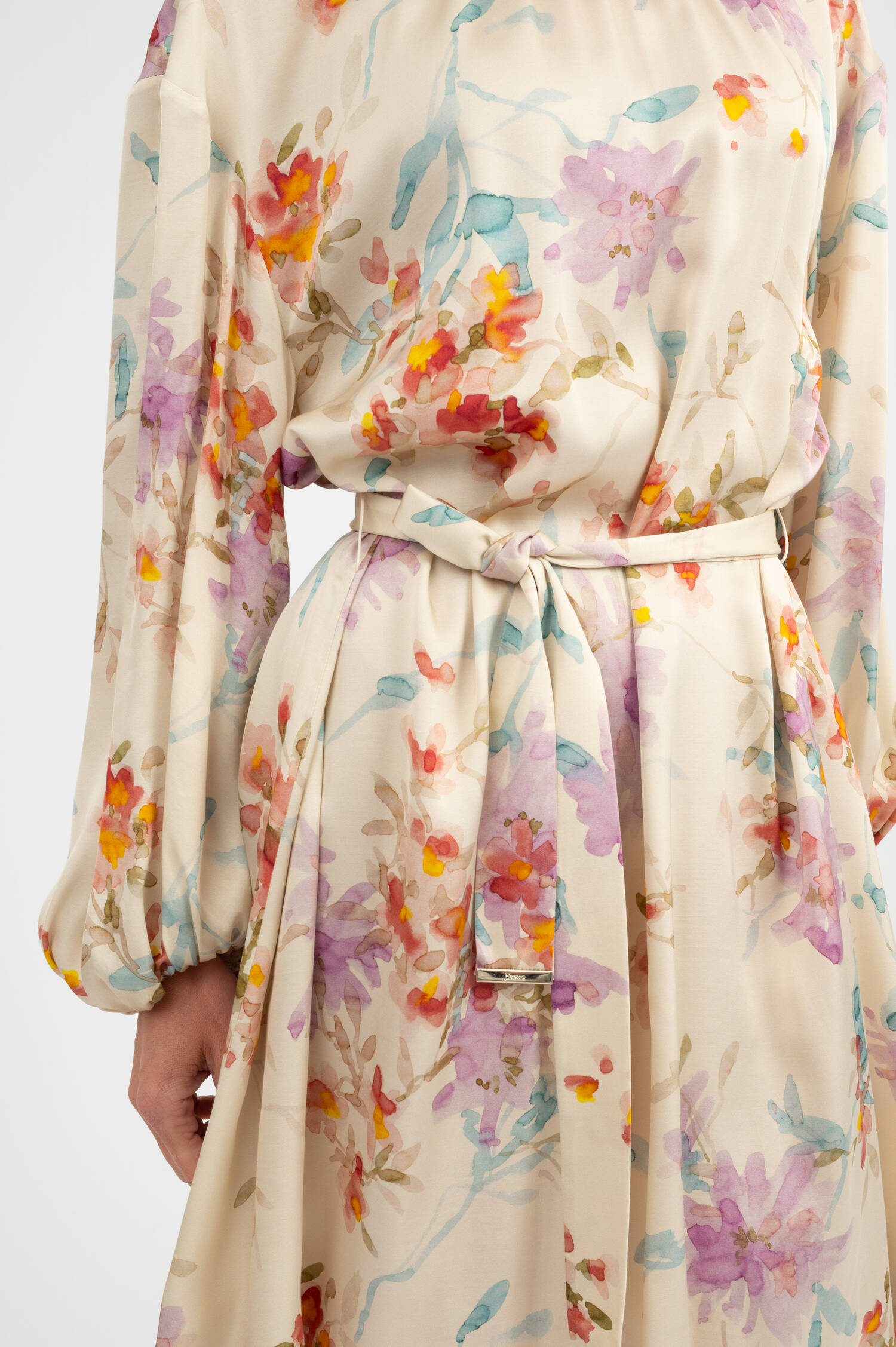 Viskose Kleid mit Blumenprint in Multicolor