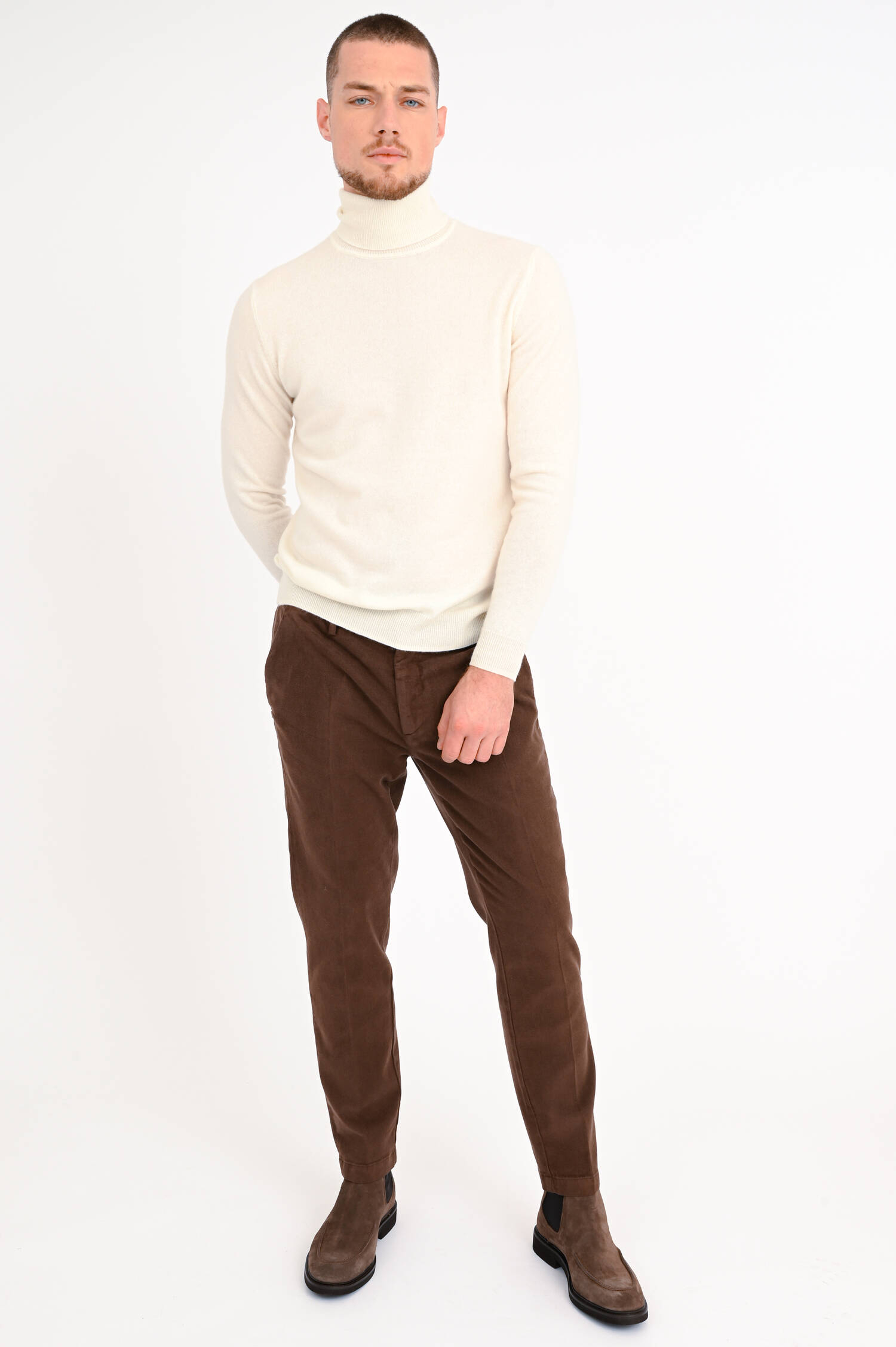 Cashmere Rollkragenpullover in Creme