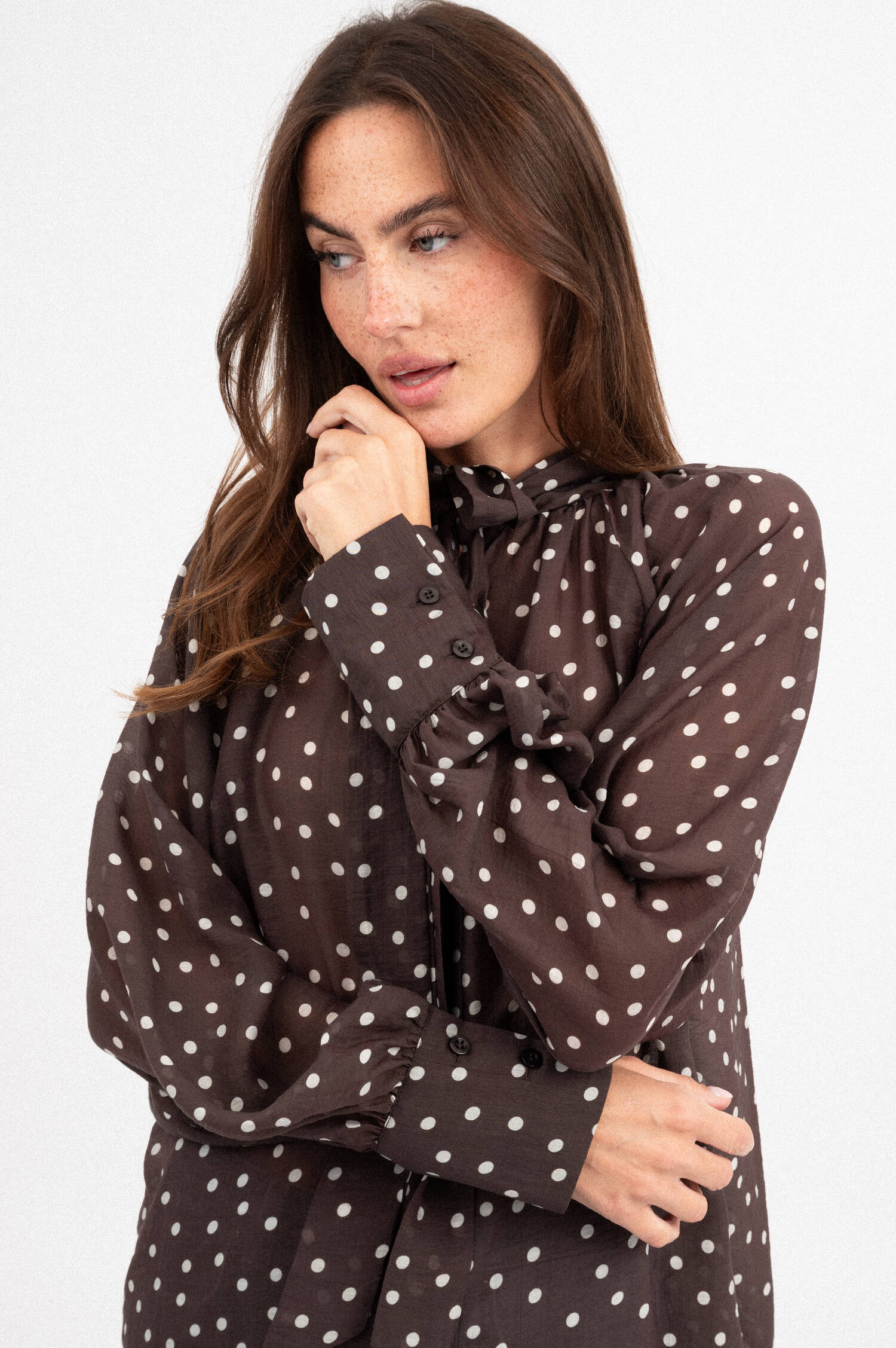 Polkadot Bluse in Braun Polkadot Bluse in Braun