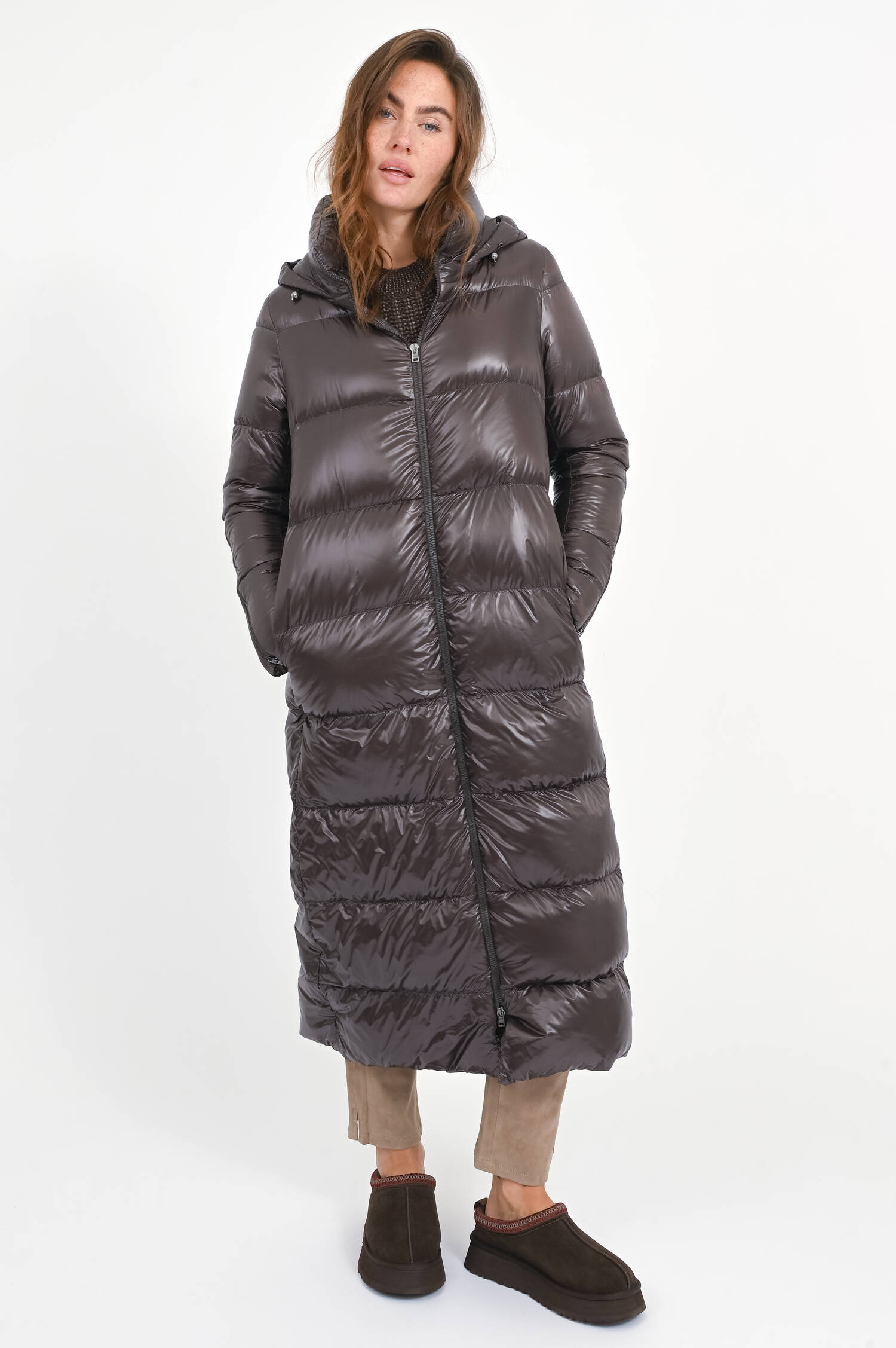 Daunen-Steppmantel in Marrone