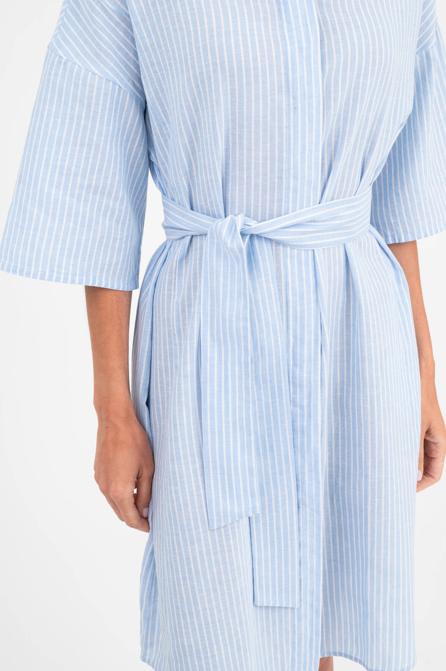Leinenmix Kleid DERBY in Blau/Weiß gestreift