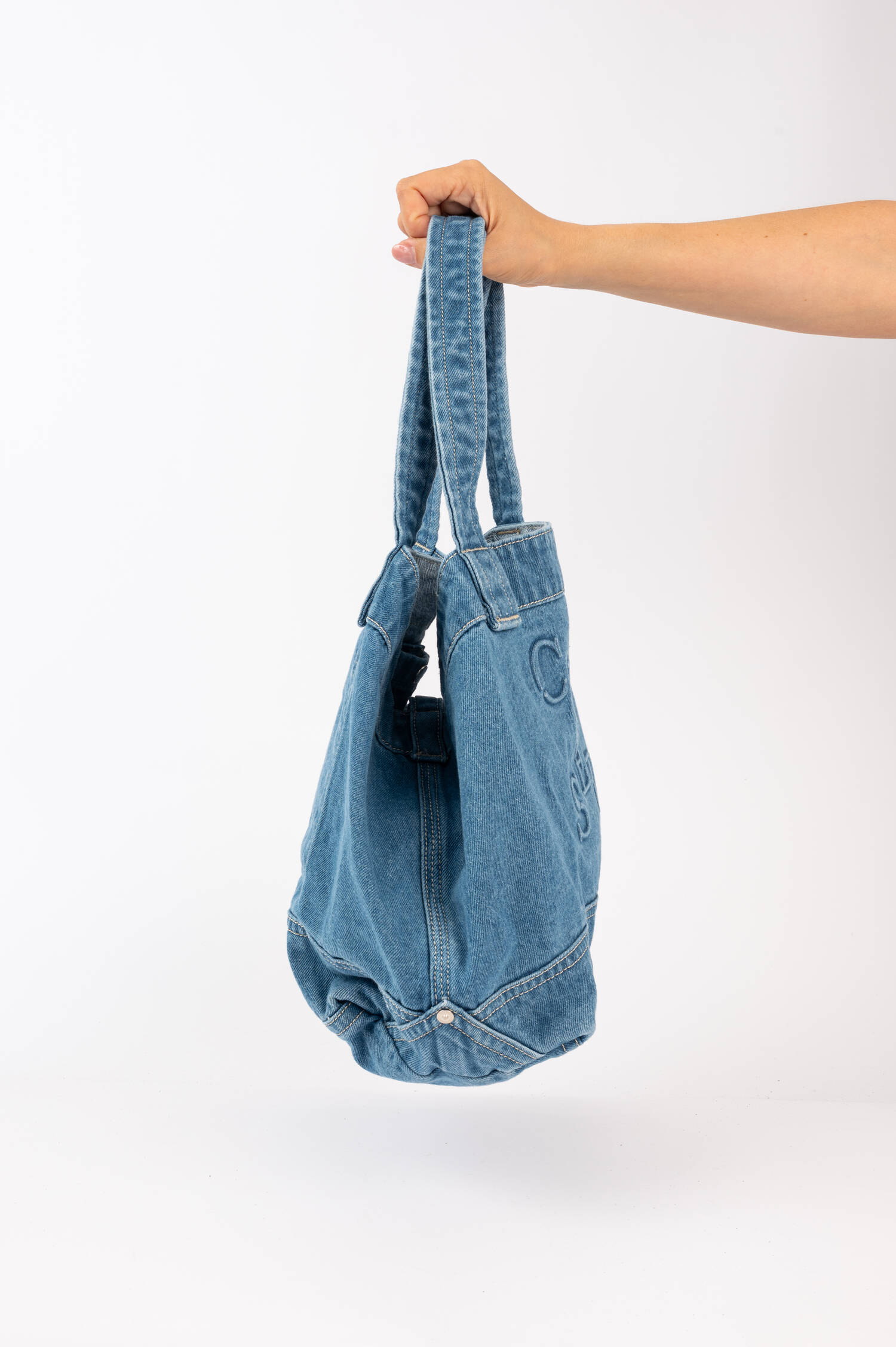 Denim--Tasche in Mittelblau