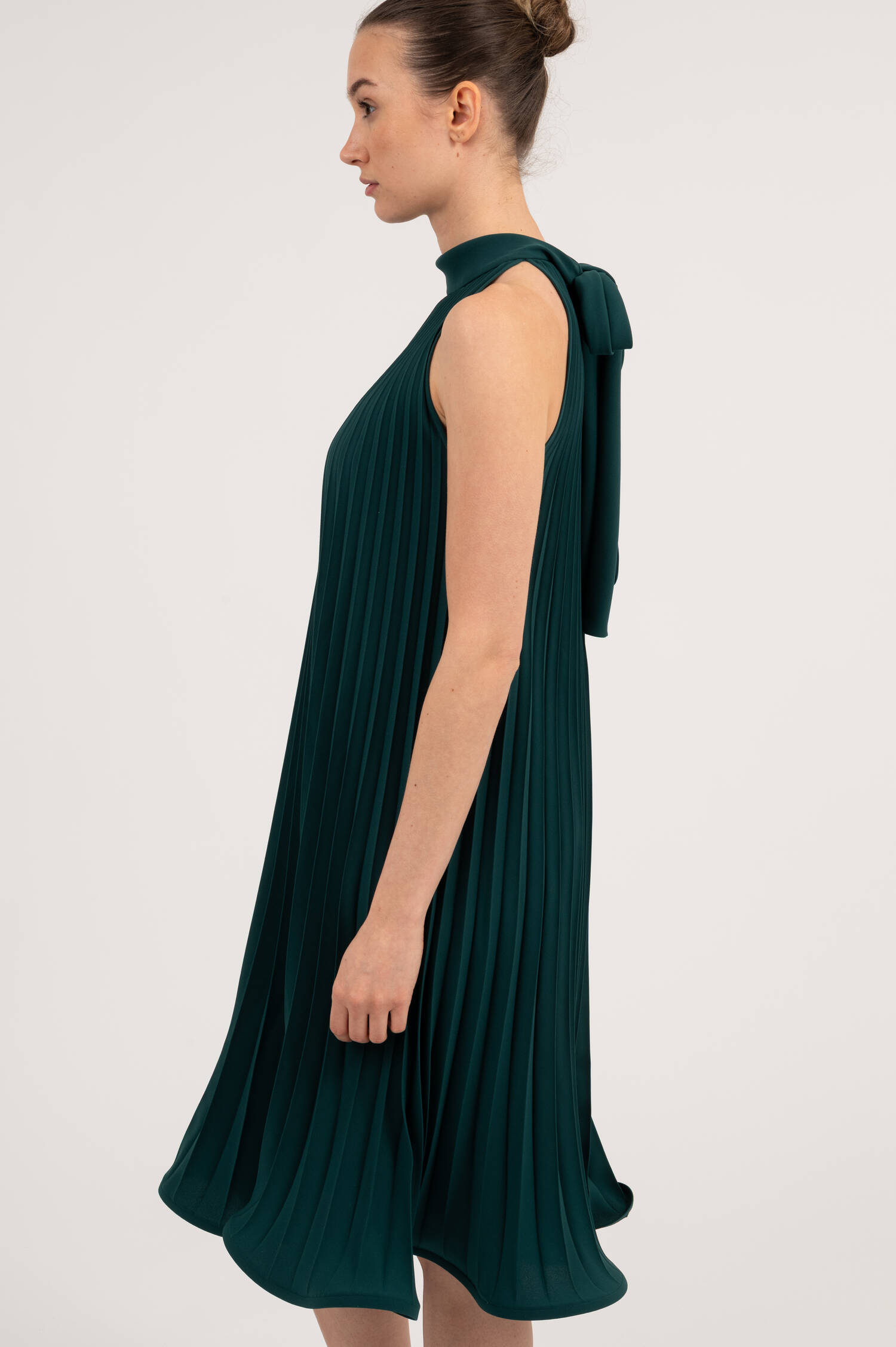 Plissee Kleid in Dunkelgrün