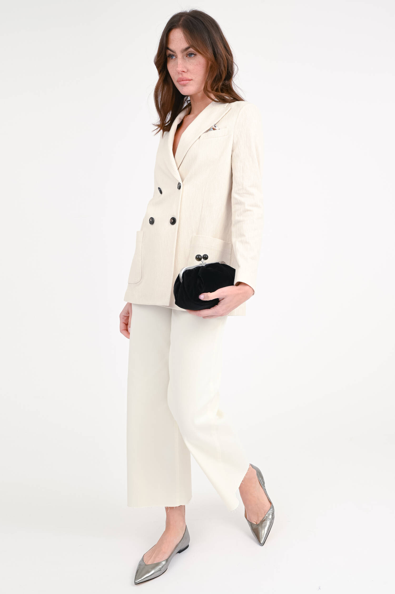  Doppelreihiger Blazer in Natur