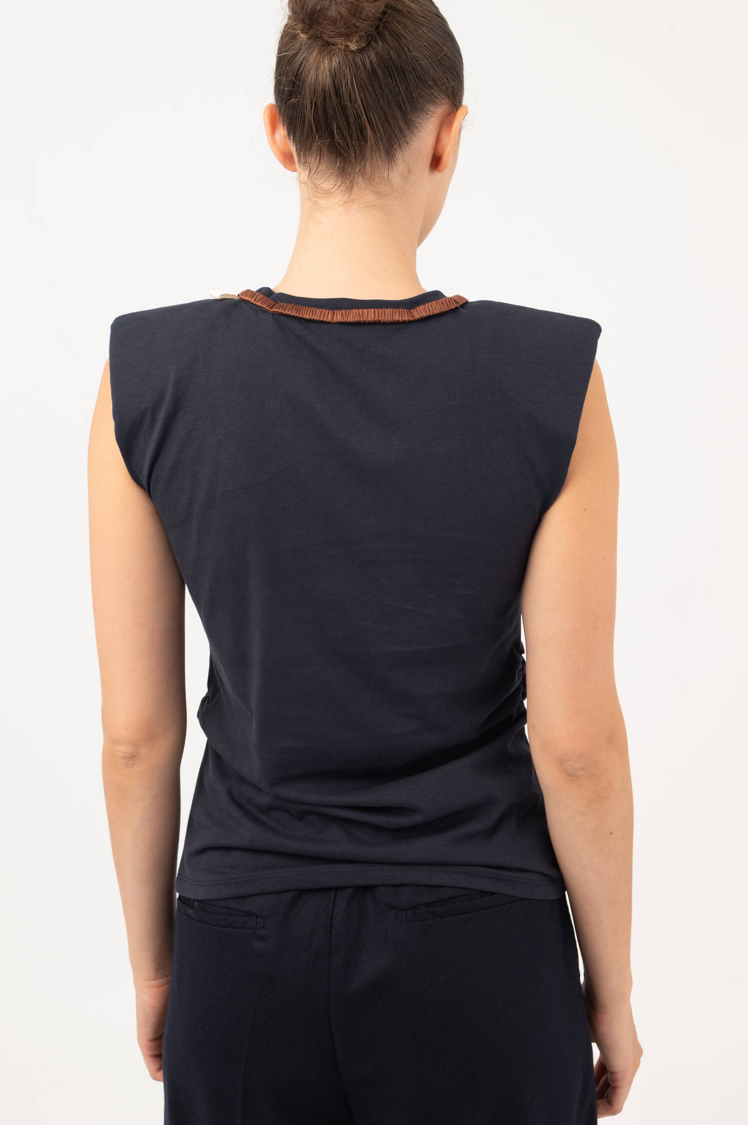 Top mit Seidenbändchen in Navy Top mit Seidenbändchen in Navy