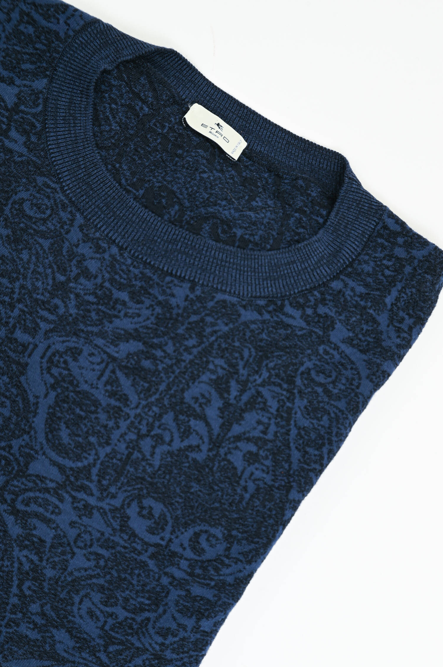 Gemusterter Pullover aus Baumwolle-Mix in Navy