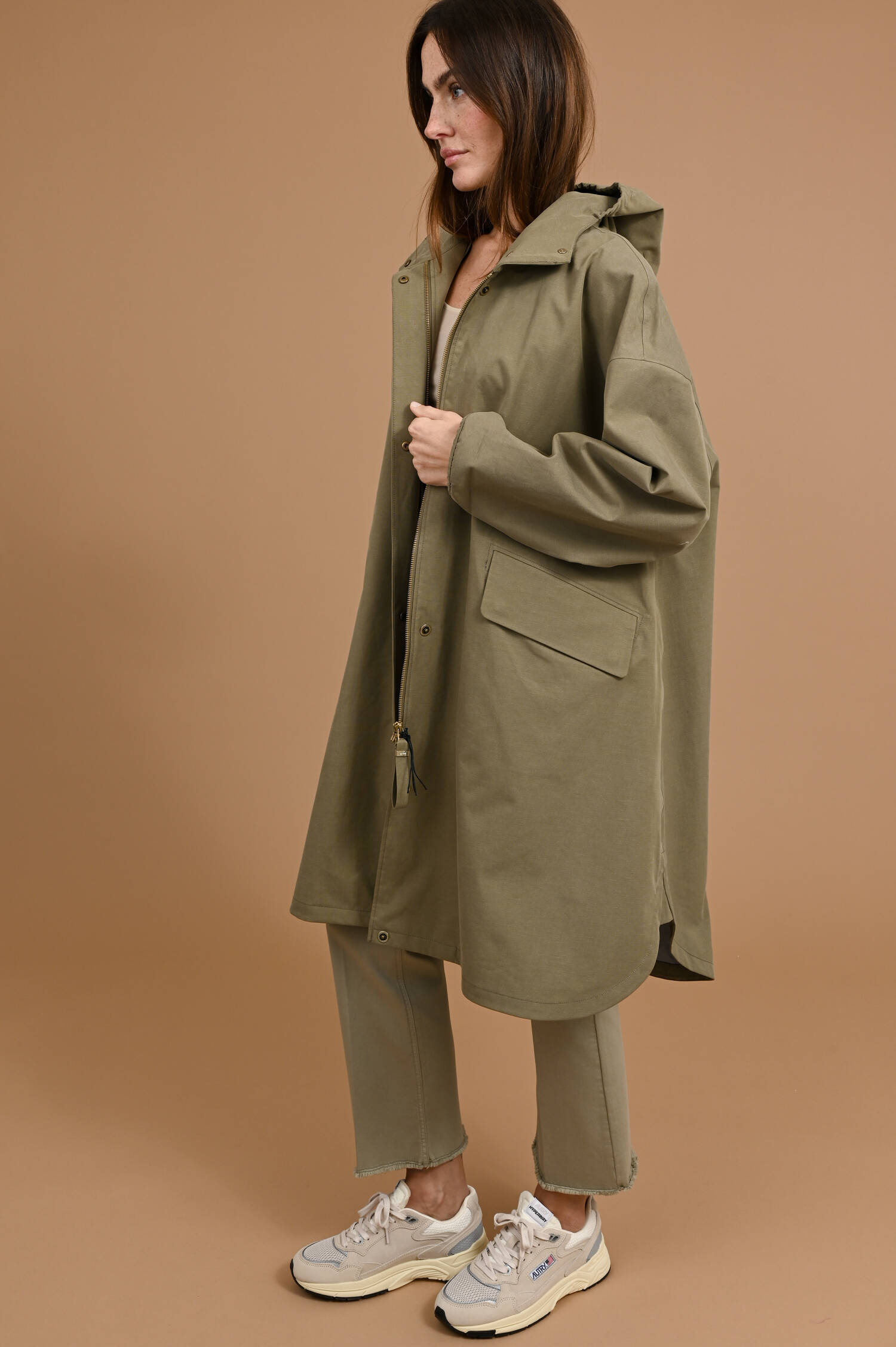 Kapuzenmantel NORA in Olive