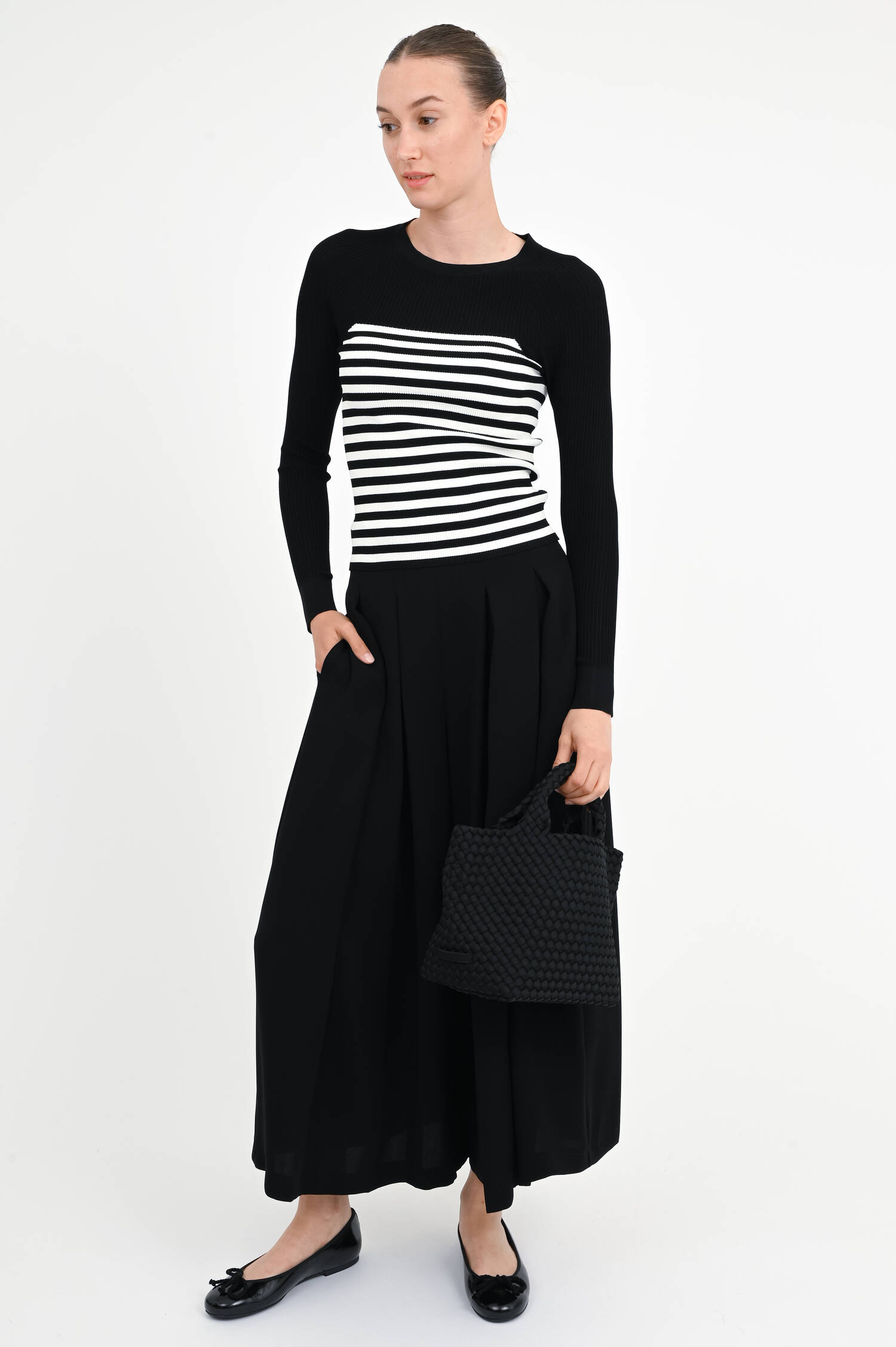 Gestreifter Pullover BRAISE in Schwarz/Weiß