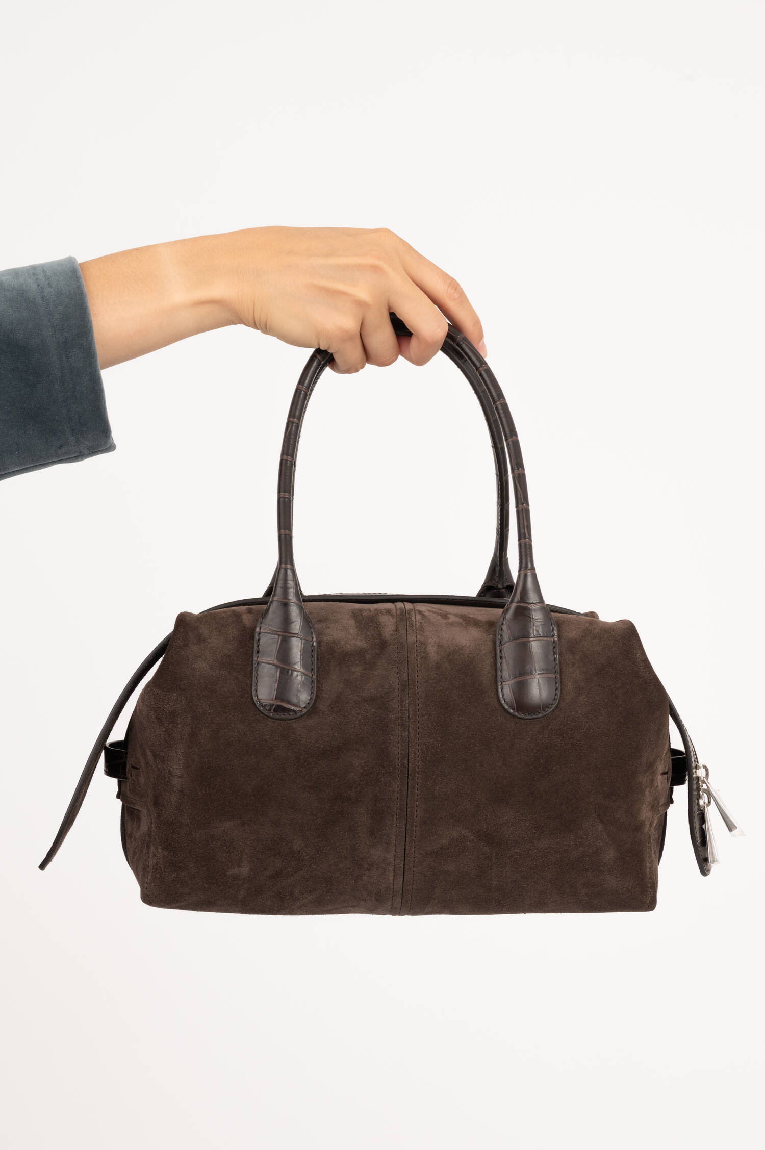 Suede Bowling Bag in Braun Suede Bowling Bag in Braun