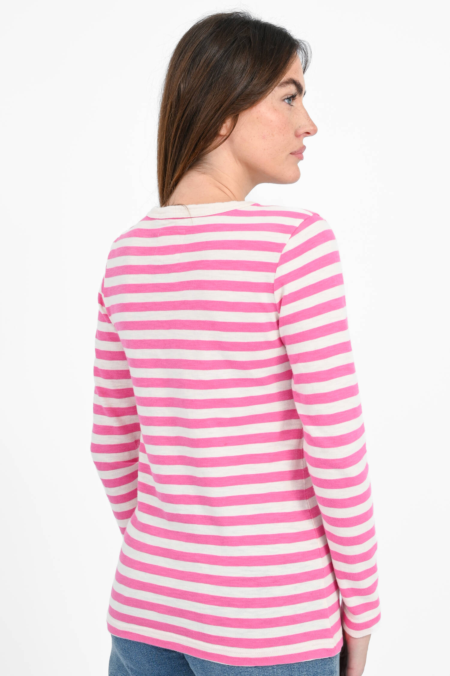 Gestreiftes Langarmshirt in Pink/Ecru Gestreiftes Langarmshirt in Pink/Ecru