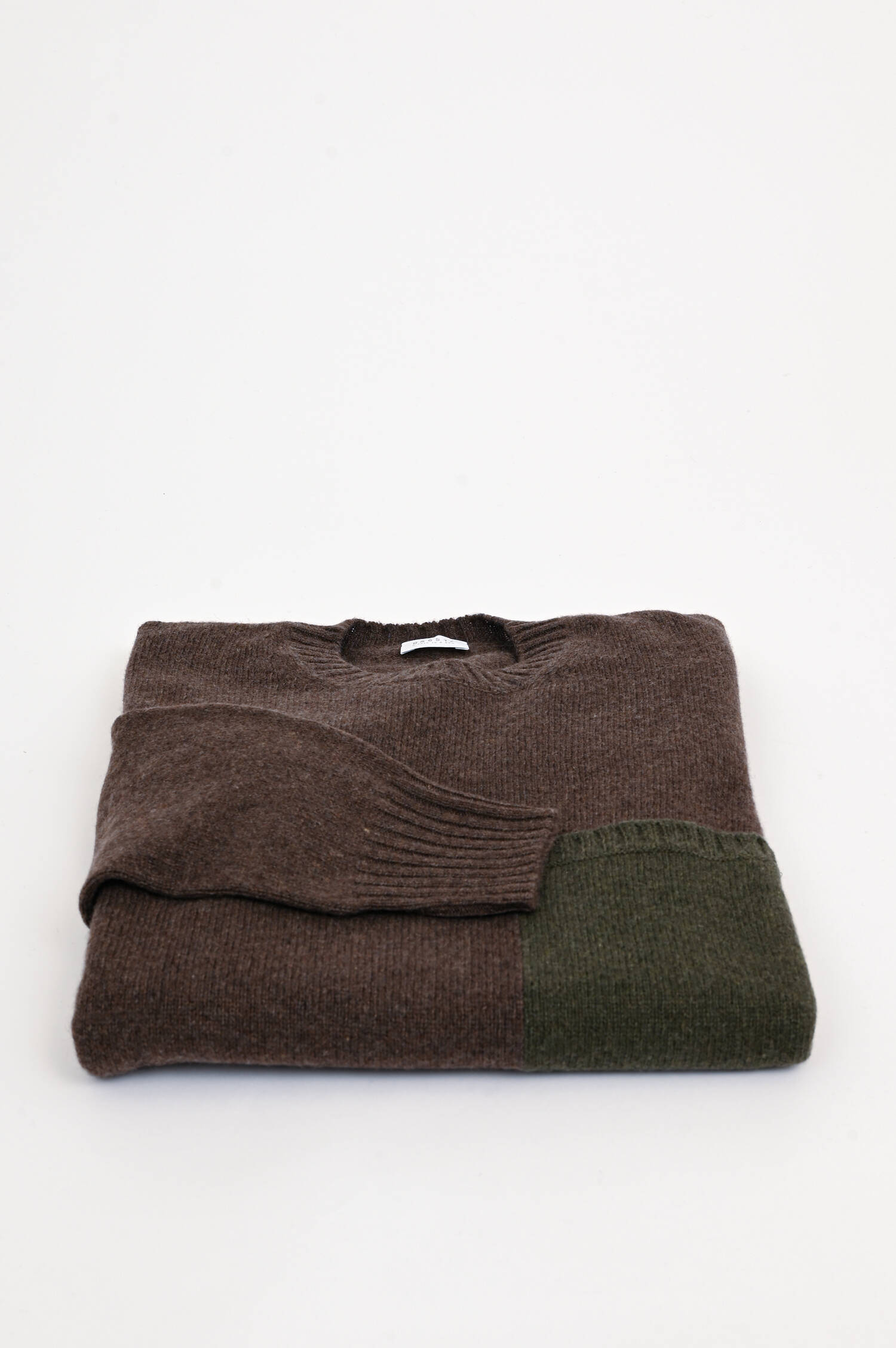 Cashmere-Strickpullover in Braun/Oliv