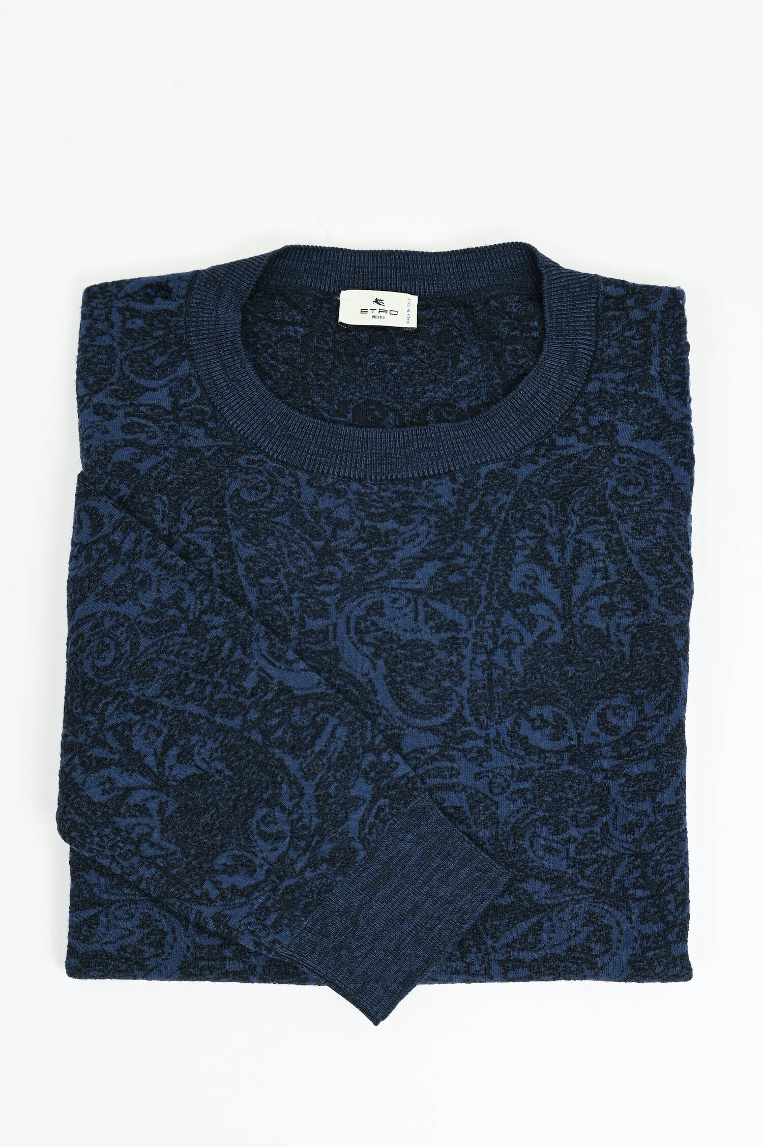 Gemusterter Pullover aus Baumwolle-Mix in Navy