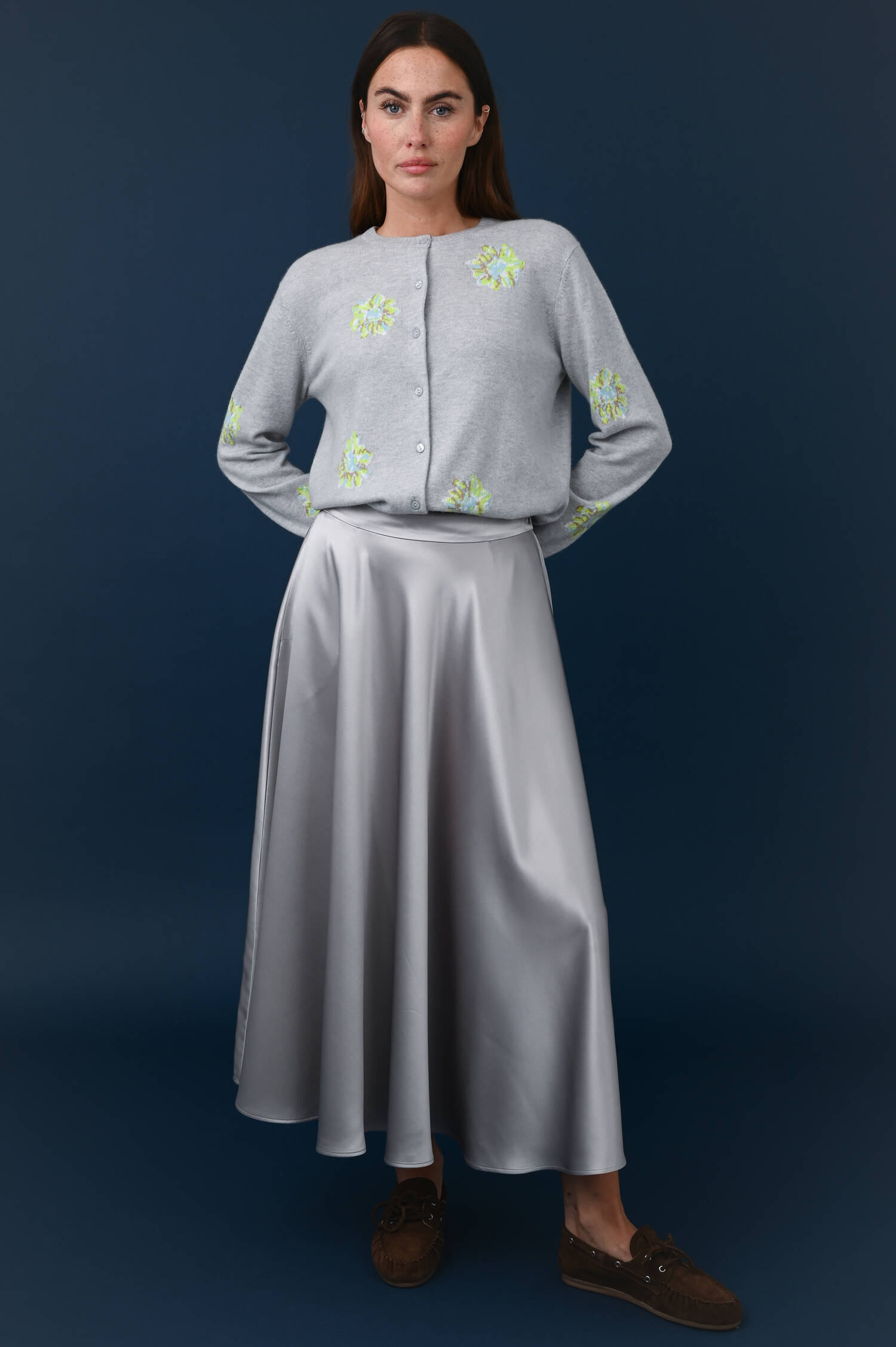 A-Linien Rock in Satinoptik in Sanderling Beige