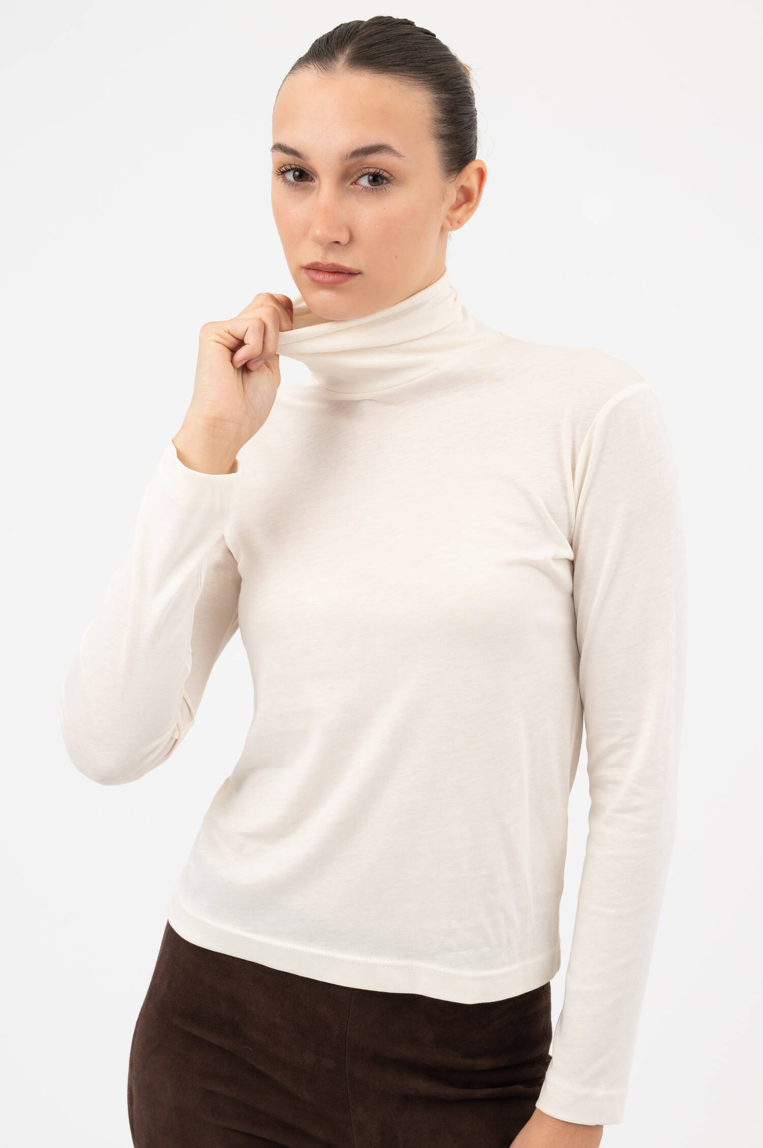Langarm-Rollkragen-Shirt in Off-White Langarm-Rollkragen-Shirt in Off-White