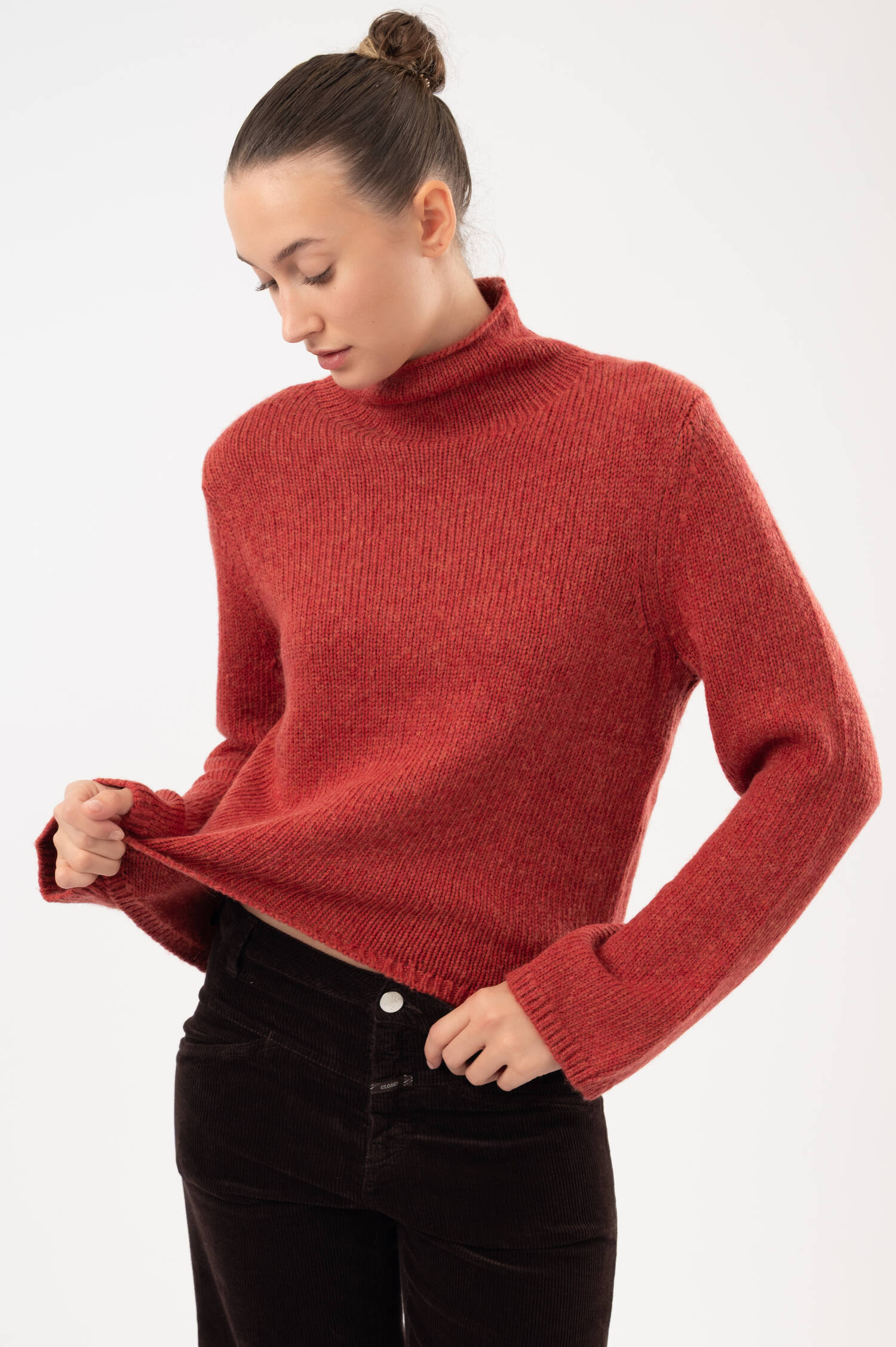 Stehkragen-Pullover KIRA in Orange meliert Stehkragen-Pullover KIRA in Orange meliert