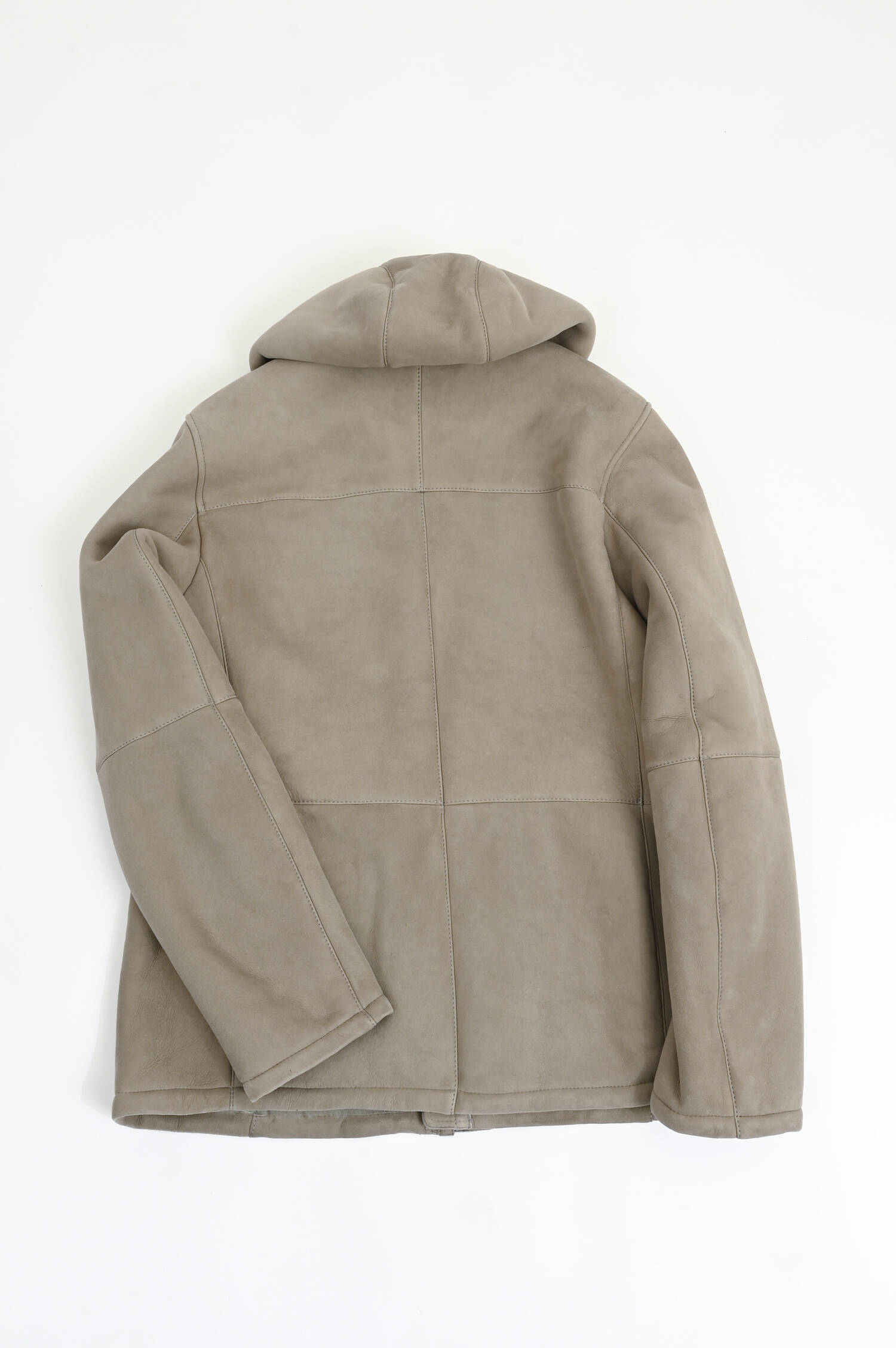 Lammlederjacke mit Kapuze in Taupe