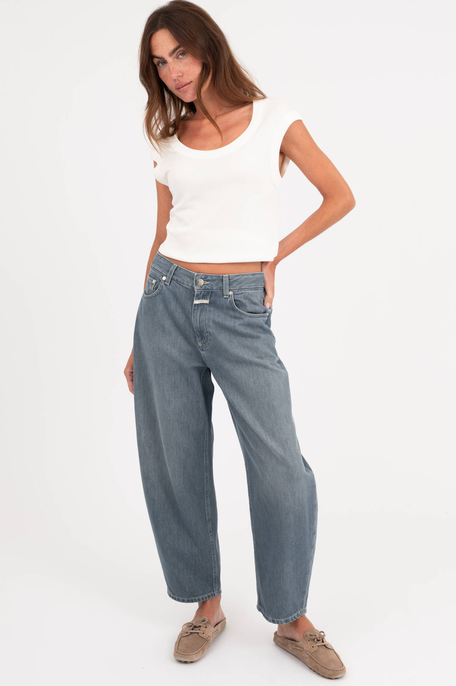 Barrel-Jeans JAZZIE in Grau