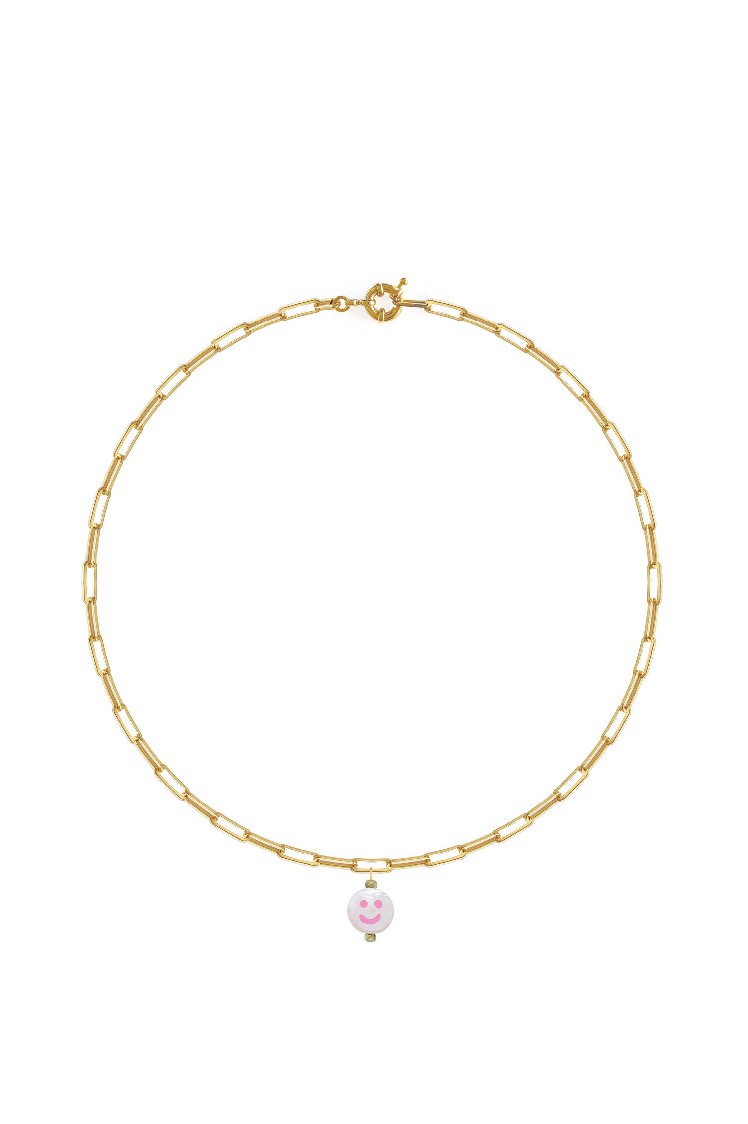 HAPPY FACE CHAIN Halskette in Gold/Rosa