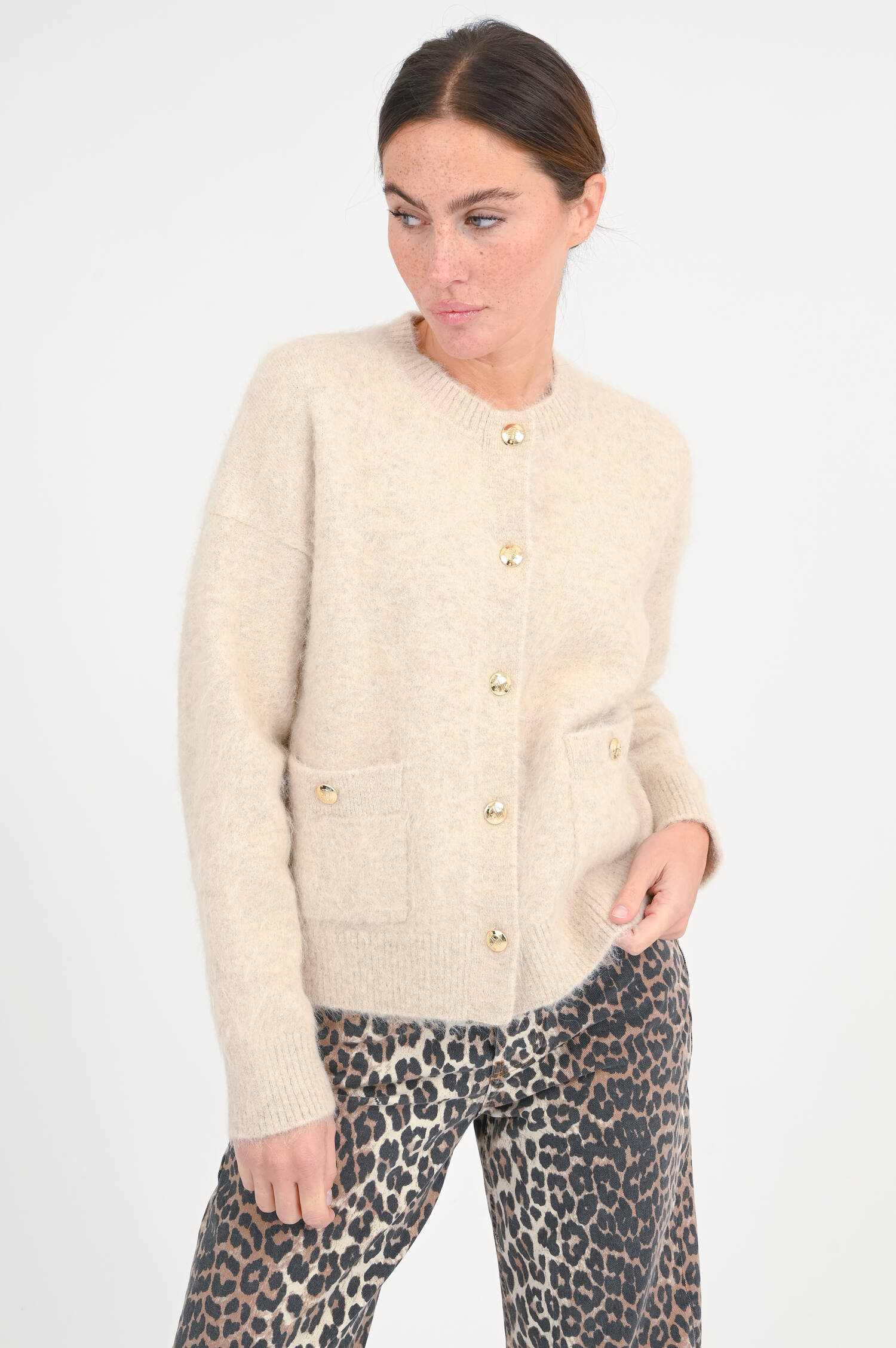 Strickweste aus Alpaka-Mix in Beige