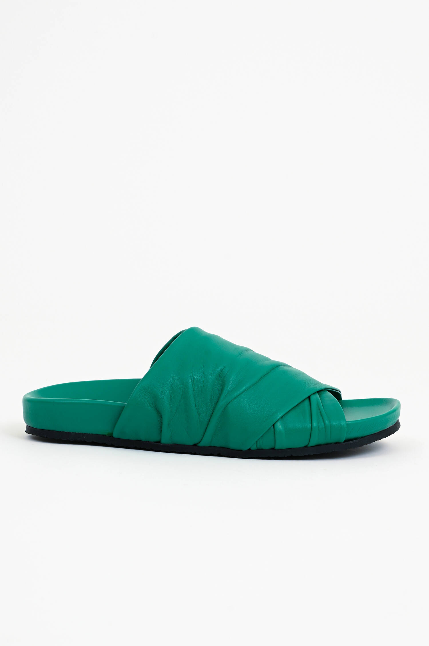 Lederpantolette in Smaragdgrün