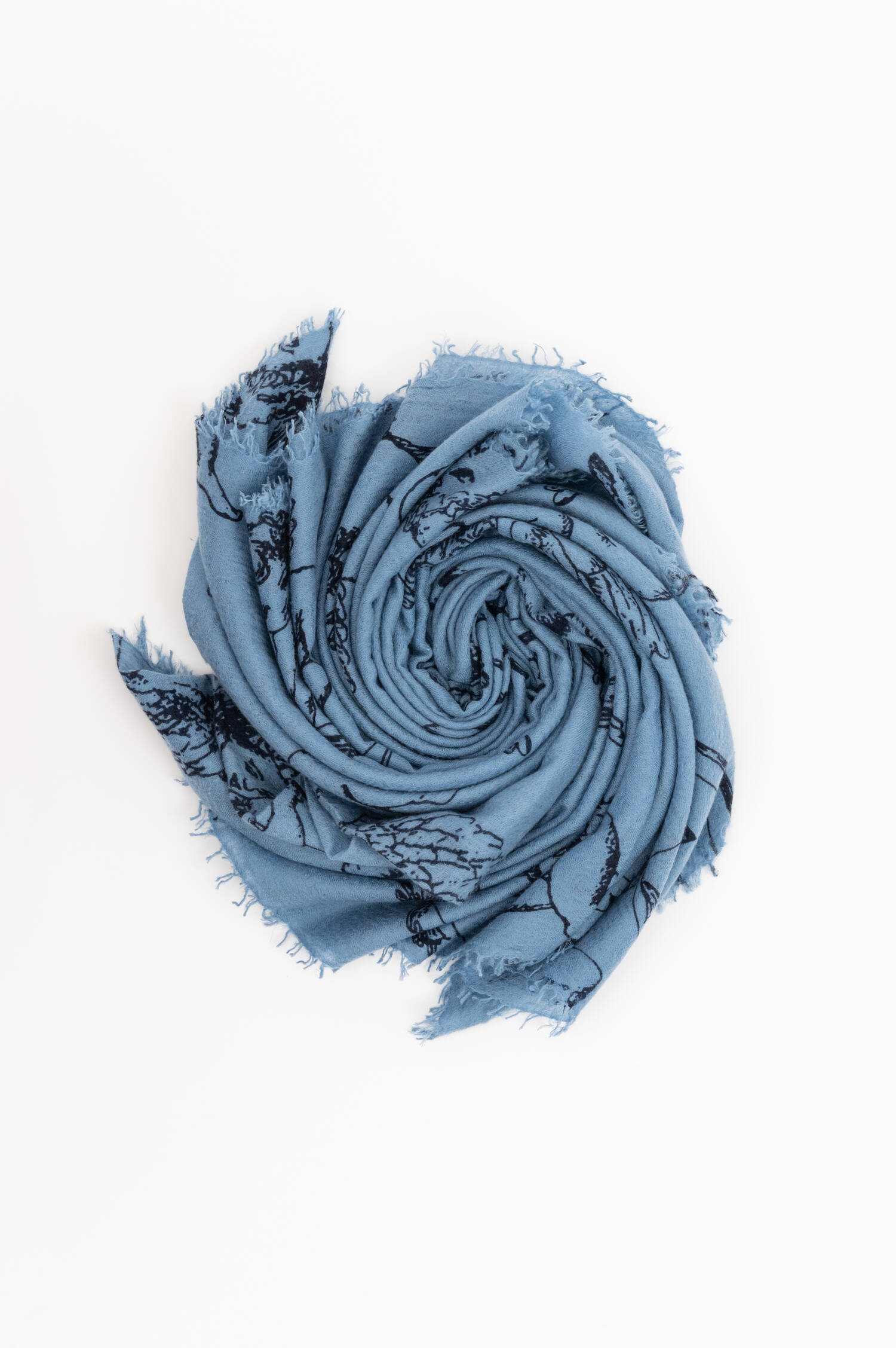 Cashmere Schal in Blau/Schwarz