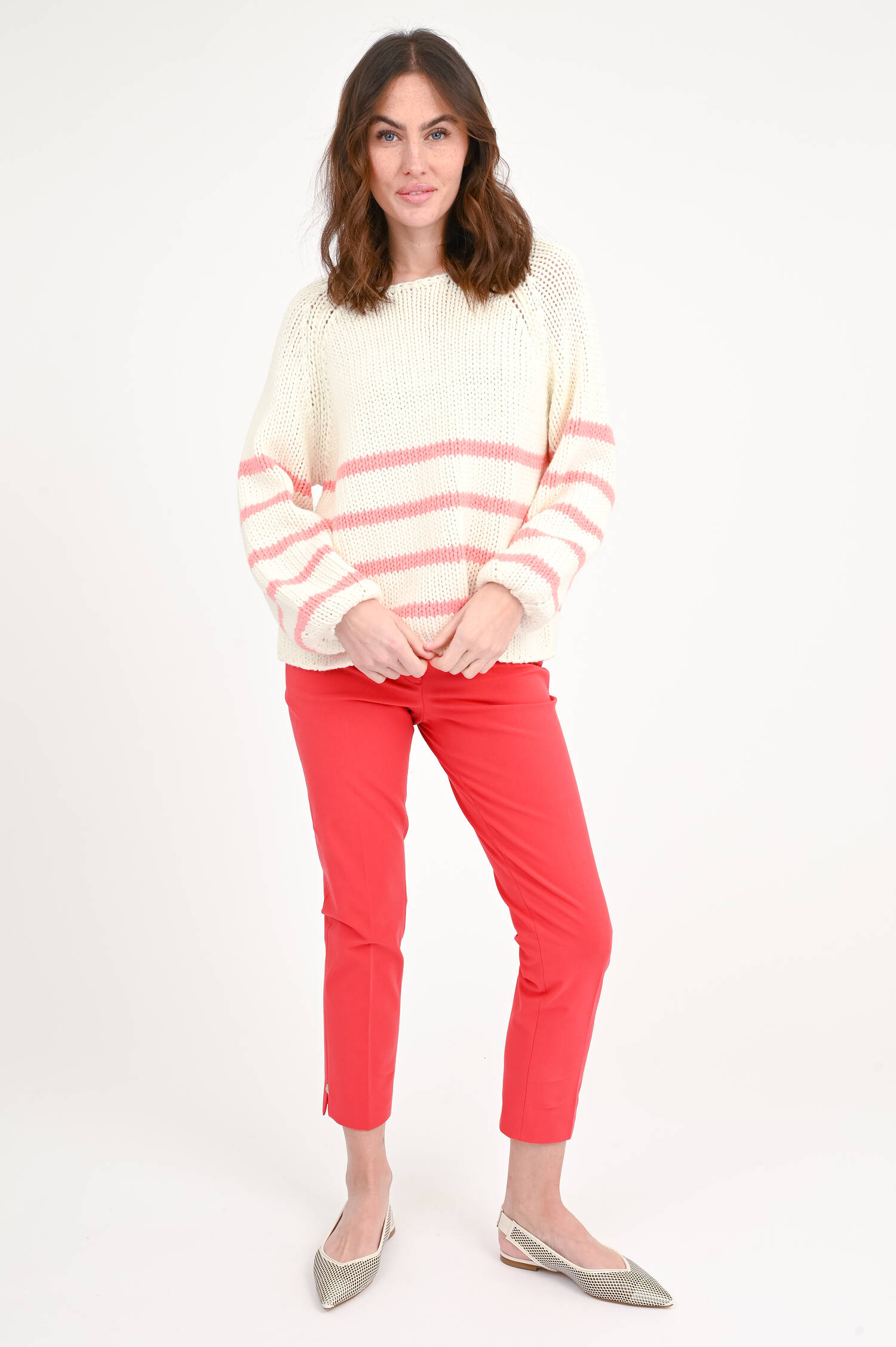 Pullover aus Woll-Mix in Peach/Creme