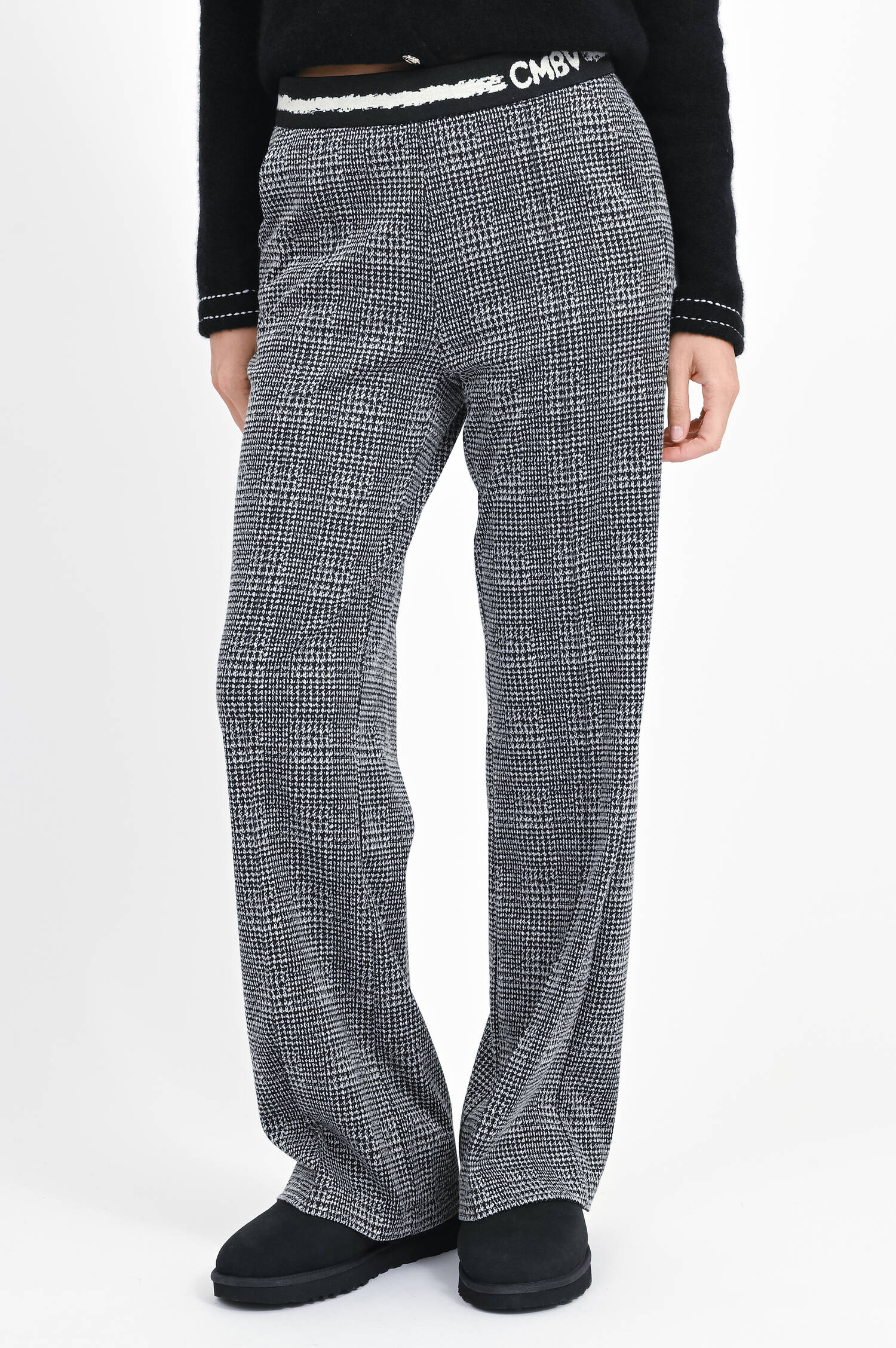 Hose mit Glencheck Musterung in Black/White