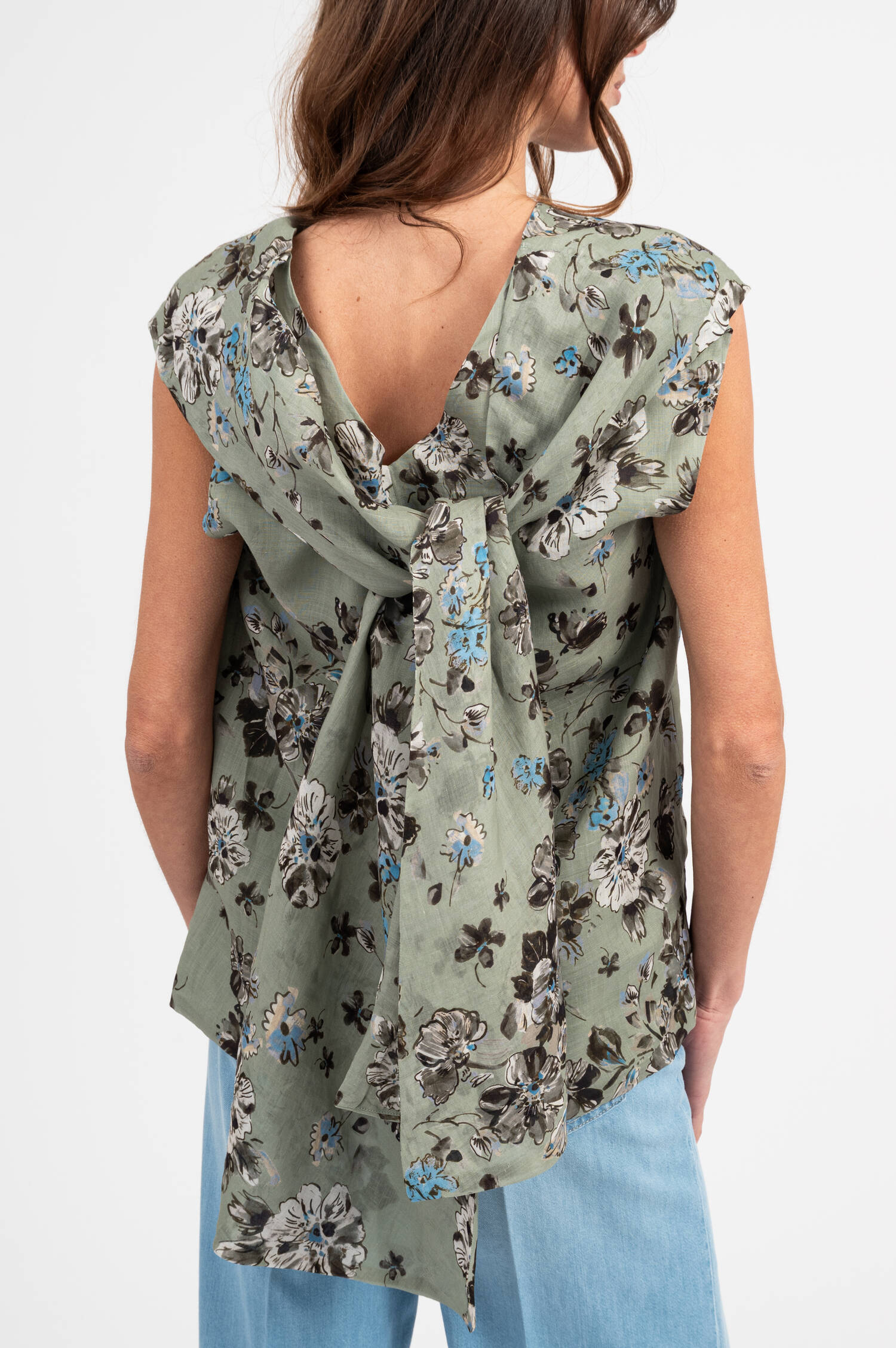 Bluse DORICO mit Blumenprint in Olivgrün