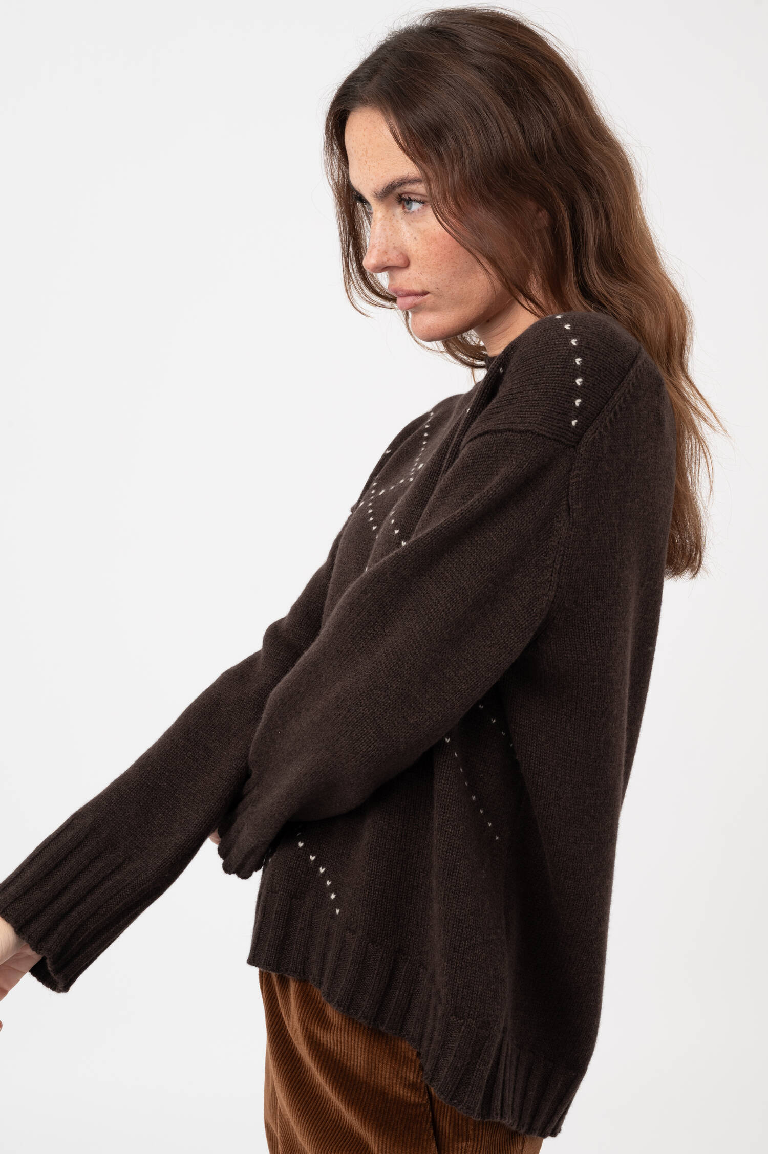 Pullover mit Rautenstrickdetails in Braun