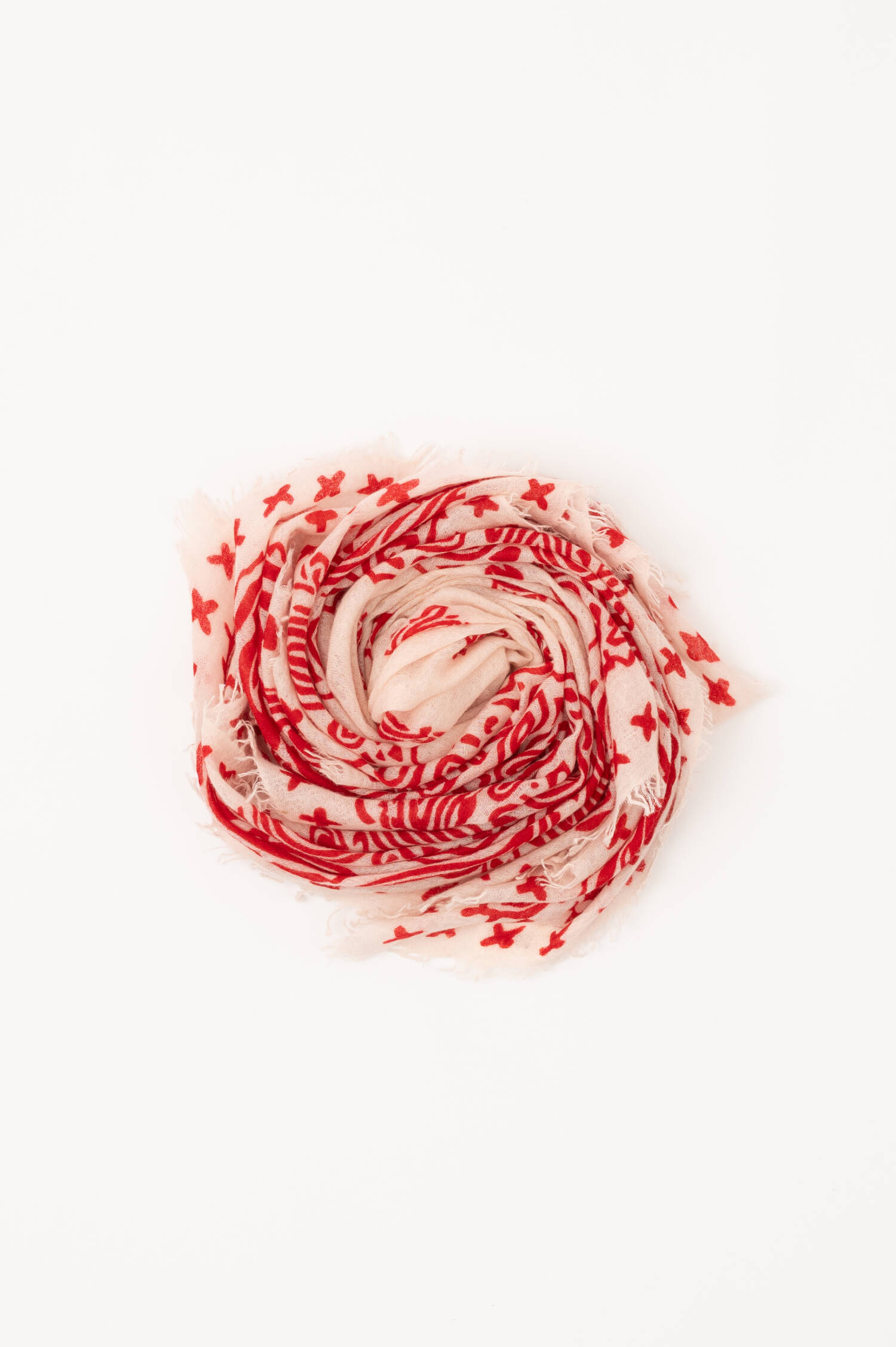 Cashmere Tuch in Creme/Rot