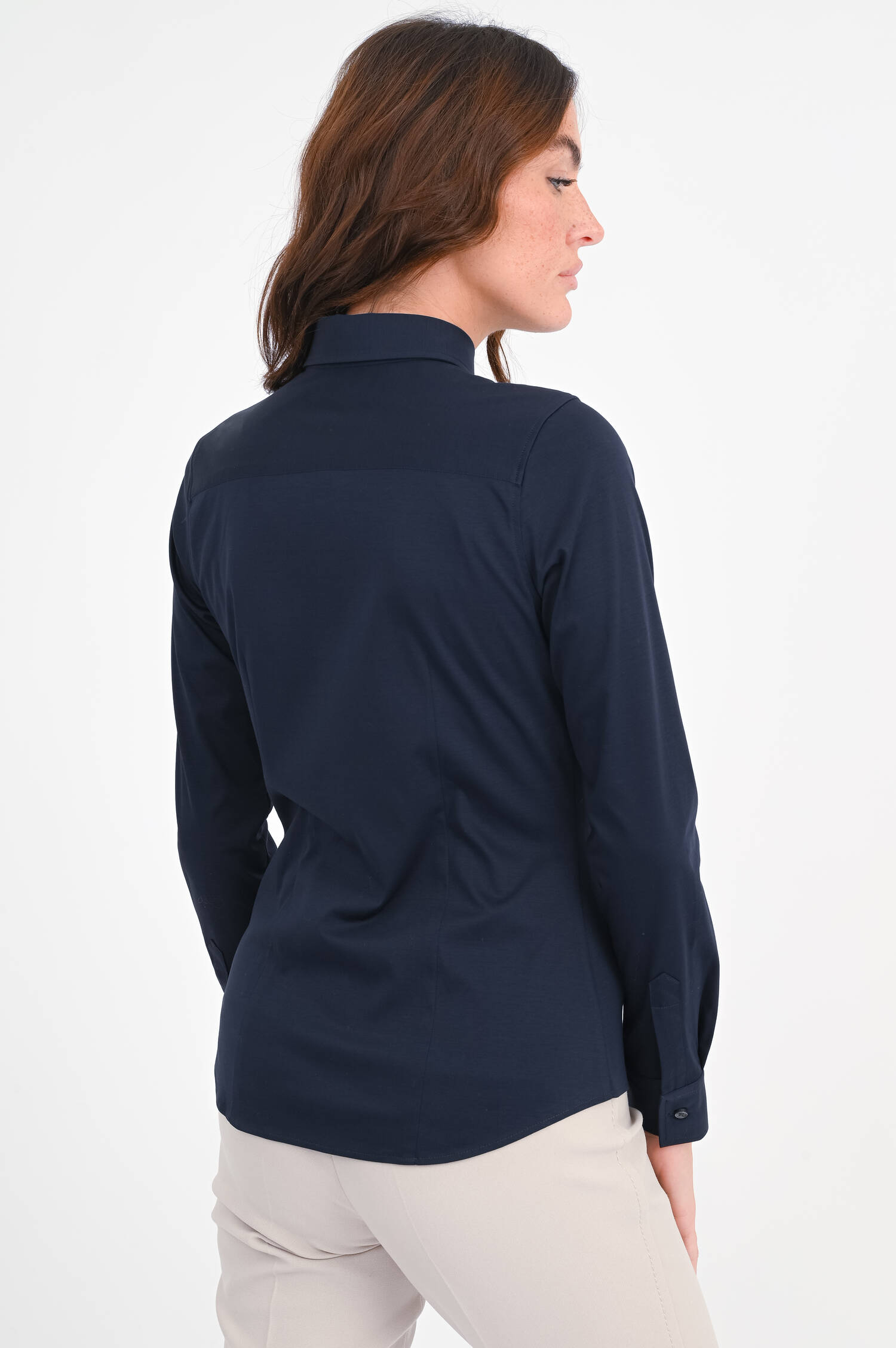 Taillierte Jersey-Bluse in Navy