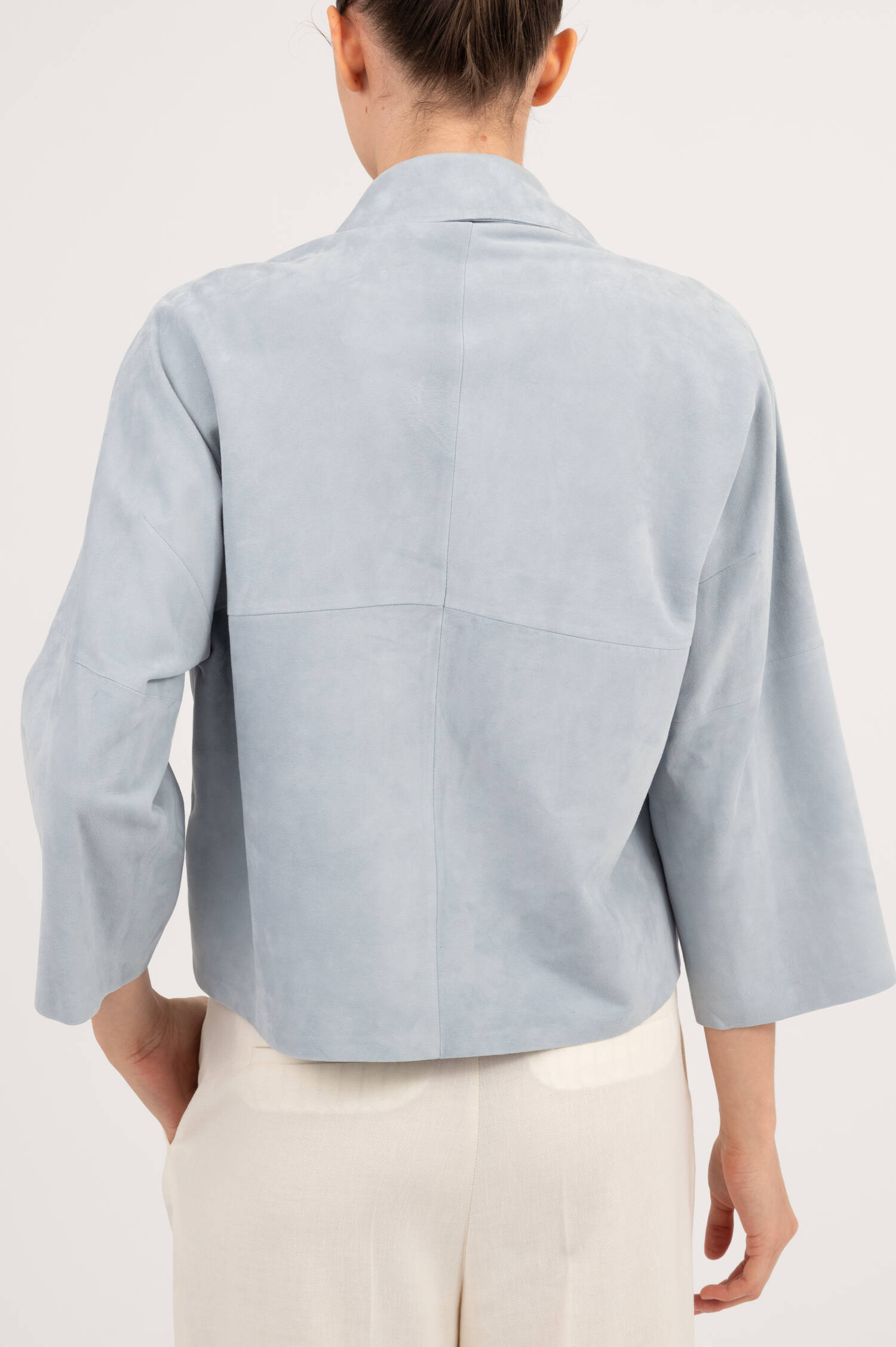 Suede Lederjacke ZHOU in VIntageblau