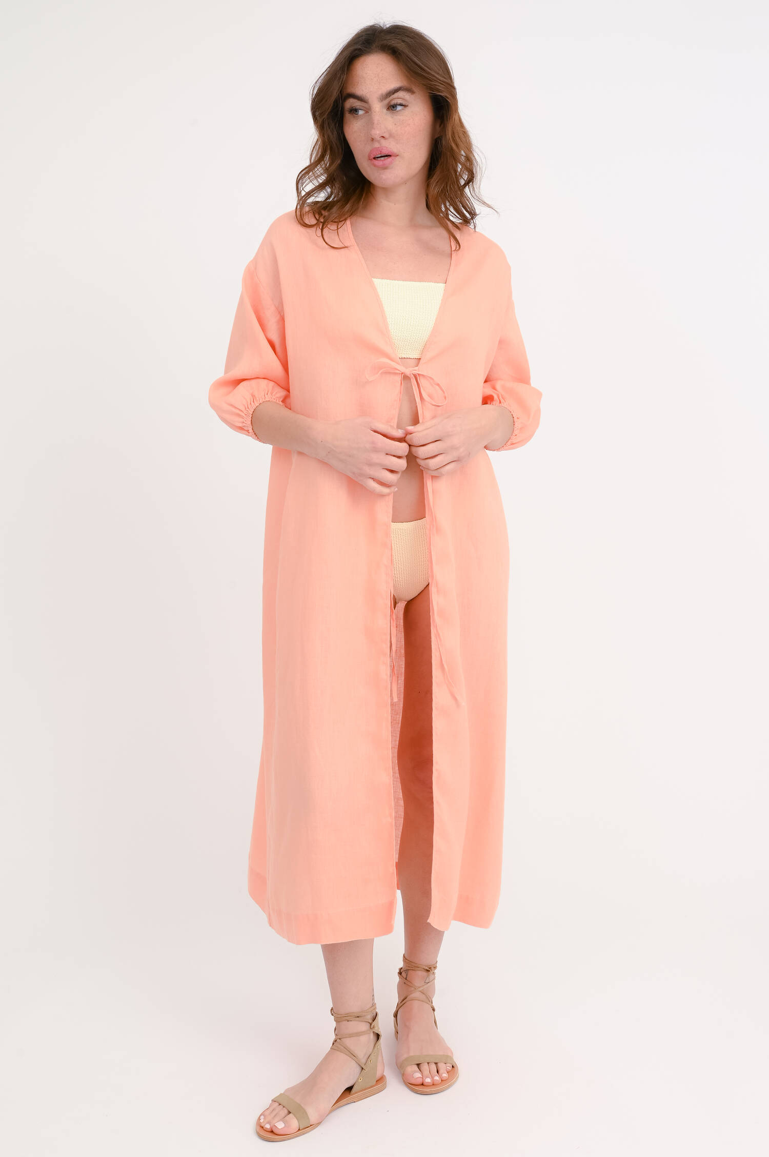 Leinenmantel FILL in Papaya