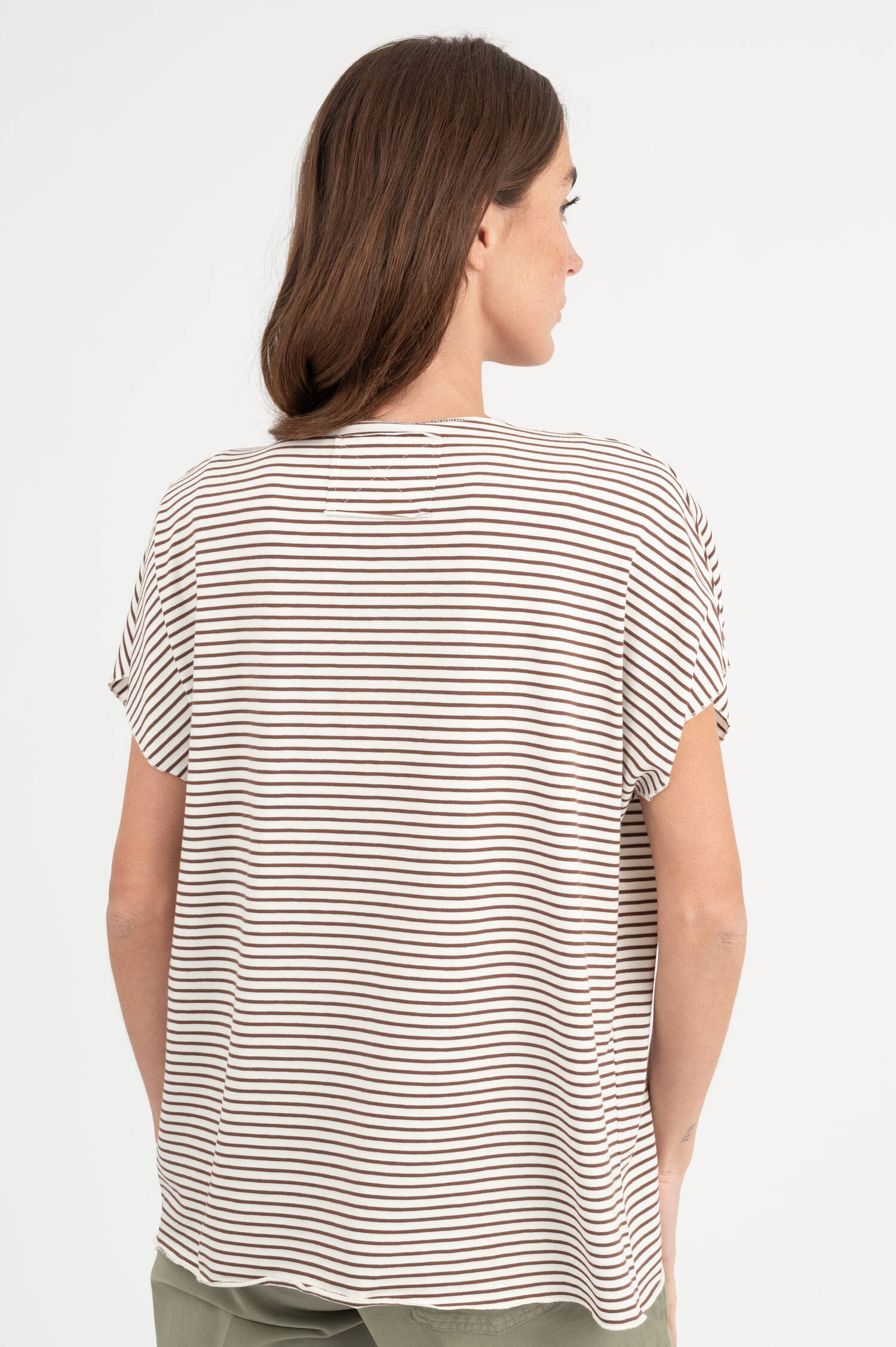 Oversize T-Shirt in Braun/Ecru gestreift