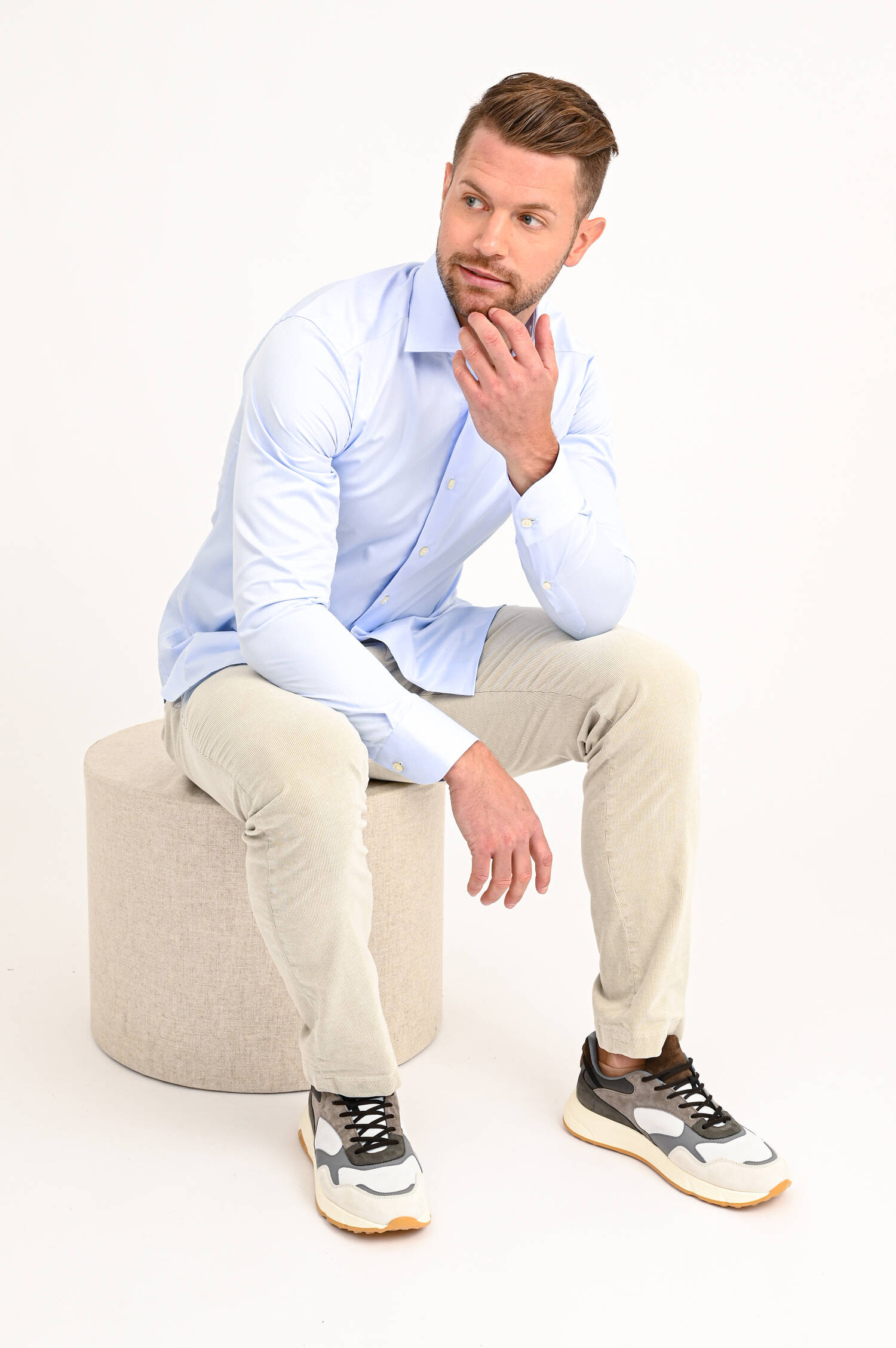 Hemd aus Baumwoll-Twill in Hellblau