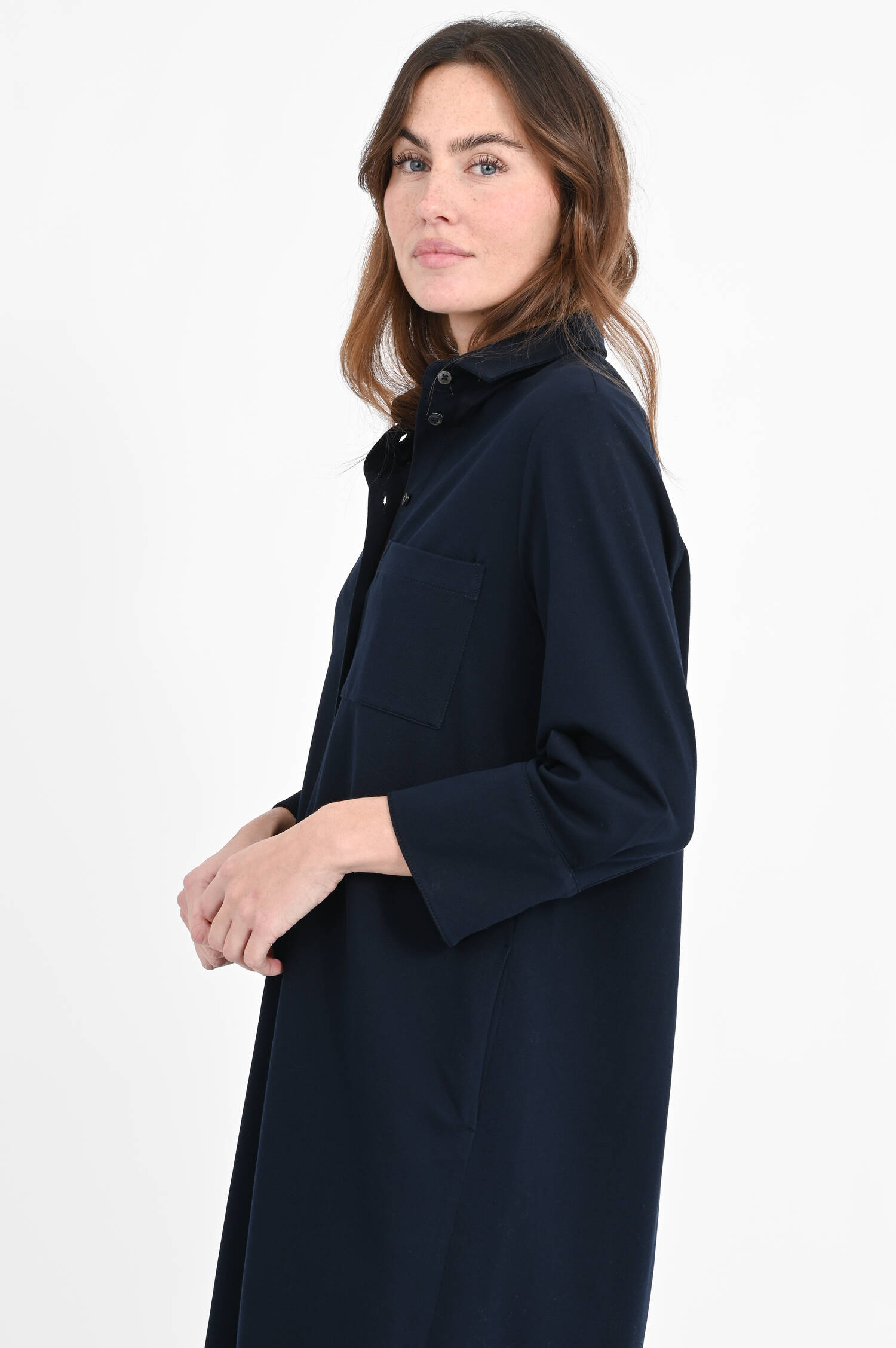 Polokleid mit aufgesetzter Tasche in Blu Navy Polokleid mit aufgesetzter Tasche in Blu Navy