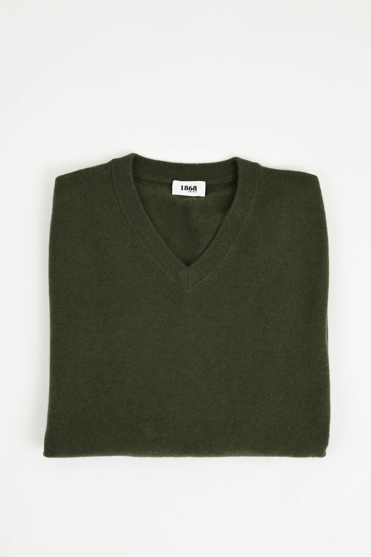 Cashmerepullover mit V-Neck in Oliv