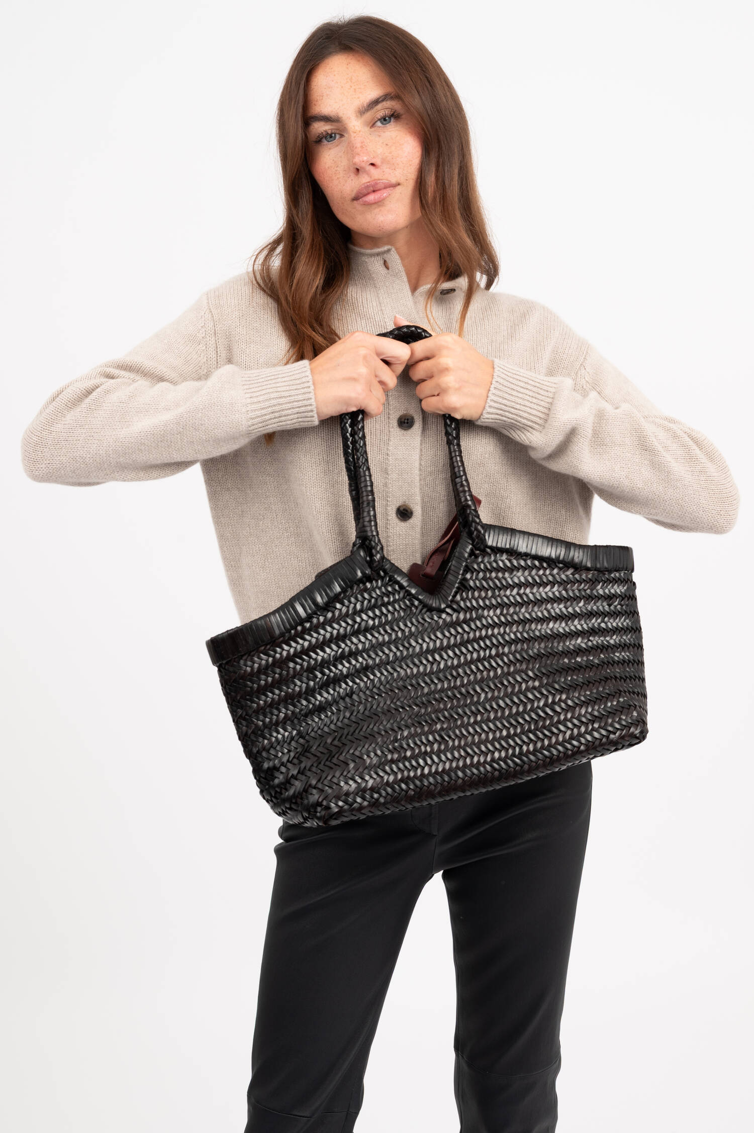 Leder Flecht Tote Bag CRUDELIA in Braun Leder Flecht Tote Bag CRUDELIA in Braun