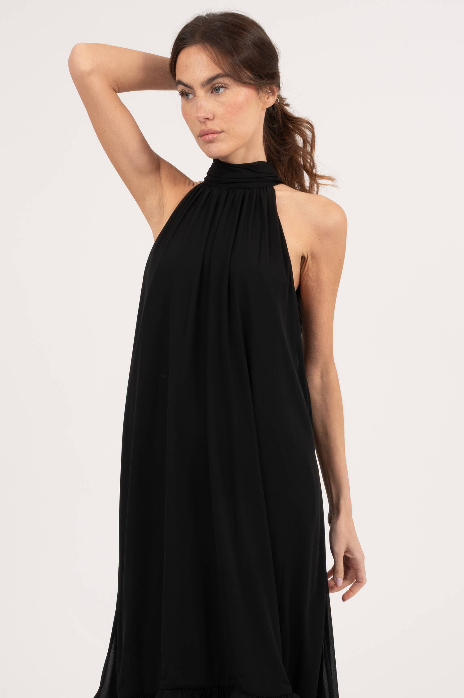 Volant Vokuhila Kleid SABRINA in Schwarz