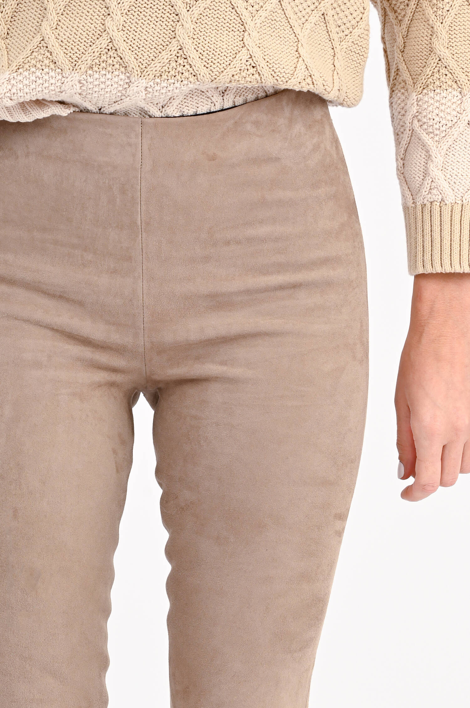 Slim Fit Velourslederhose in Taupe Slim Fit Velourslederhose in Taupe