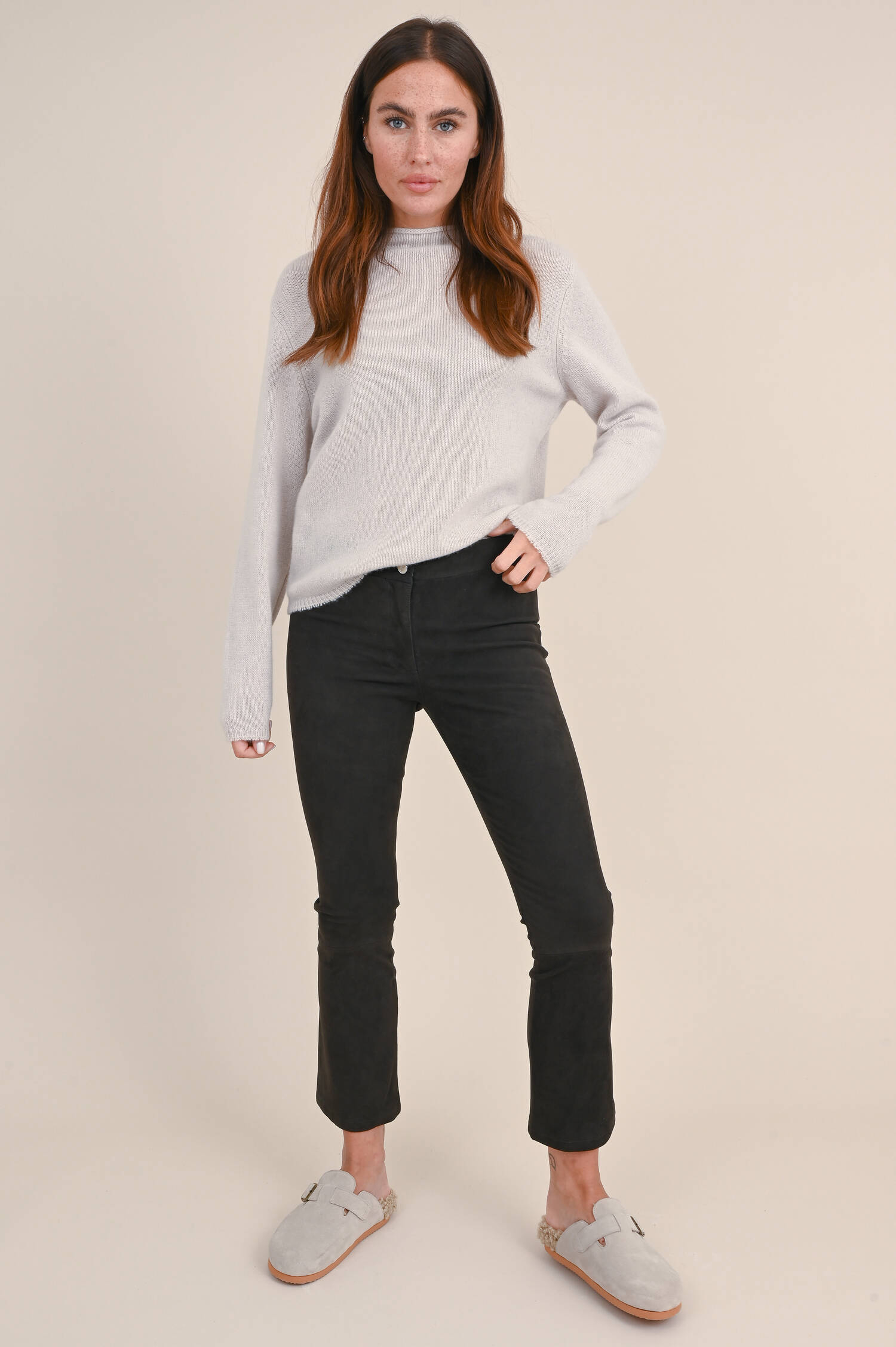 Veloursleder Hose LIVELY STRETCH in Anthrazit