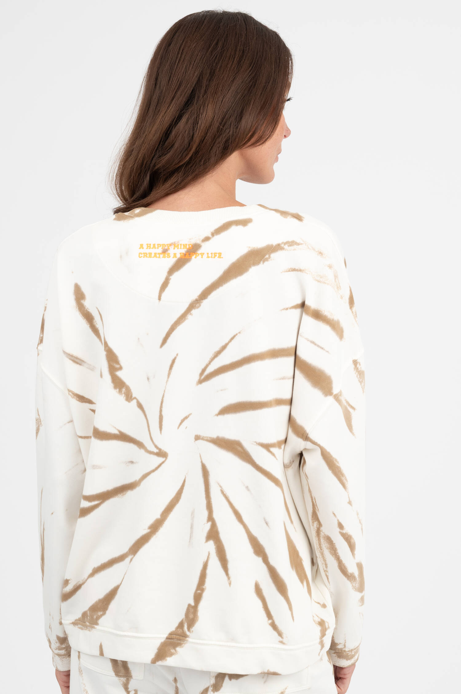 Sweater mit Batik-Muster in Weiß/Braun