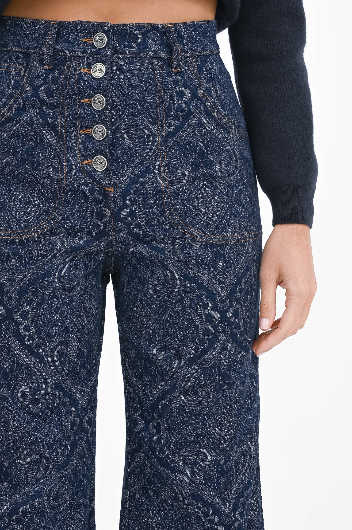 Jaquard Schlaghose in Denim 