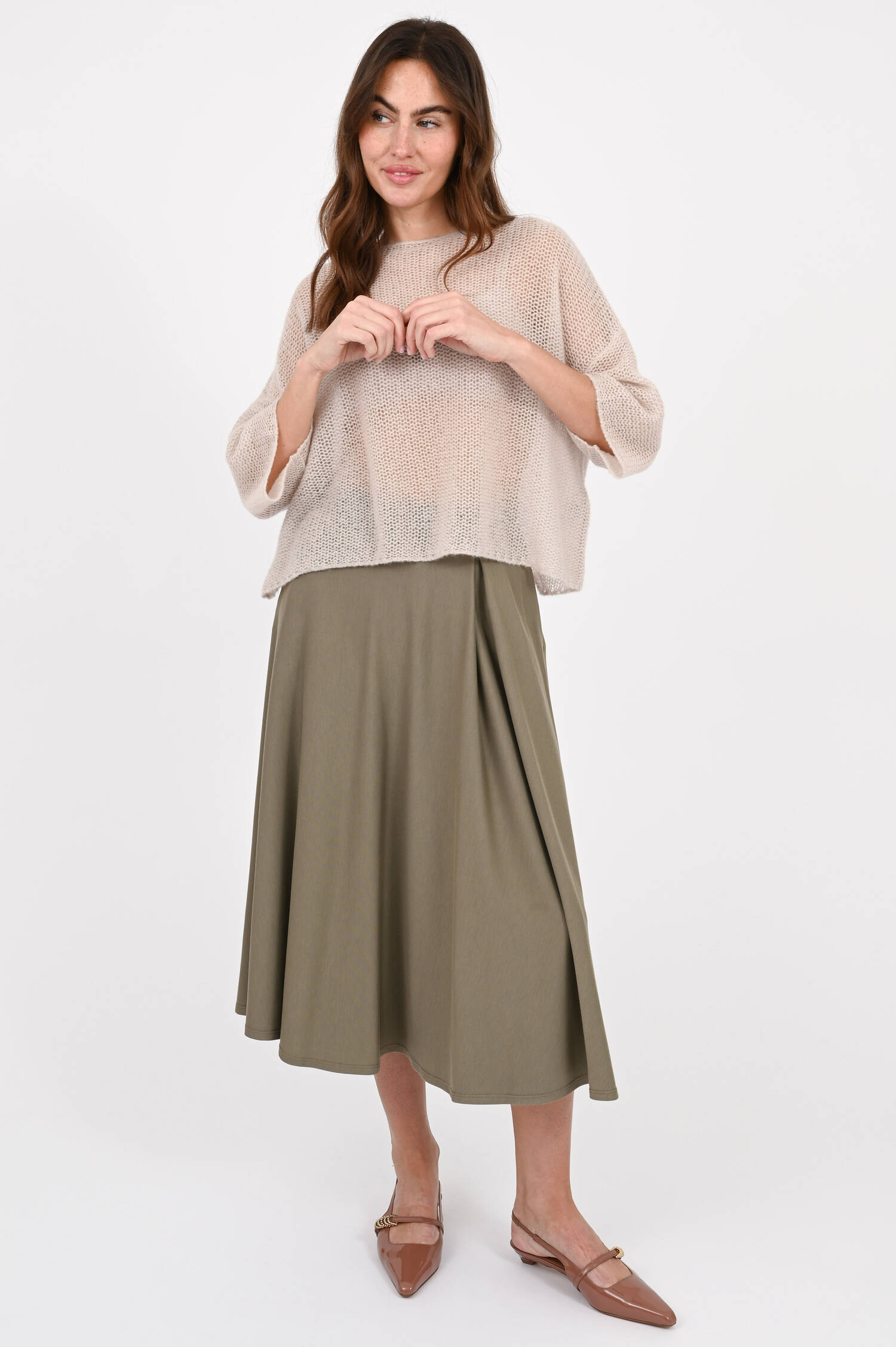 Lochstrick-Pullover BENEN in Misty Rosa